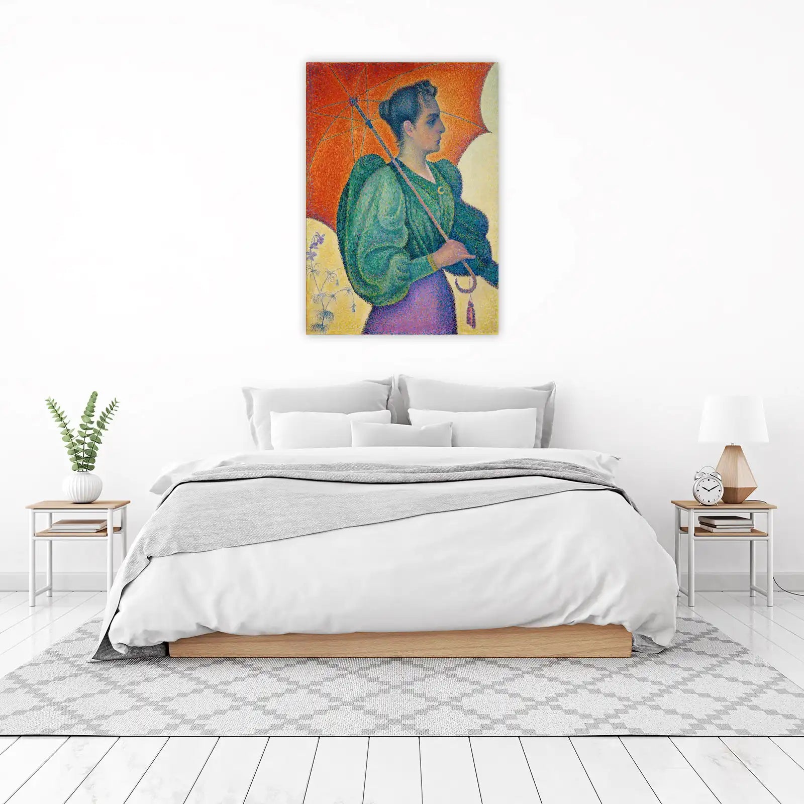 Woman with Parasol Pointillism Wall Art