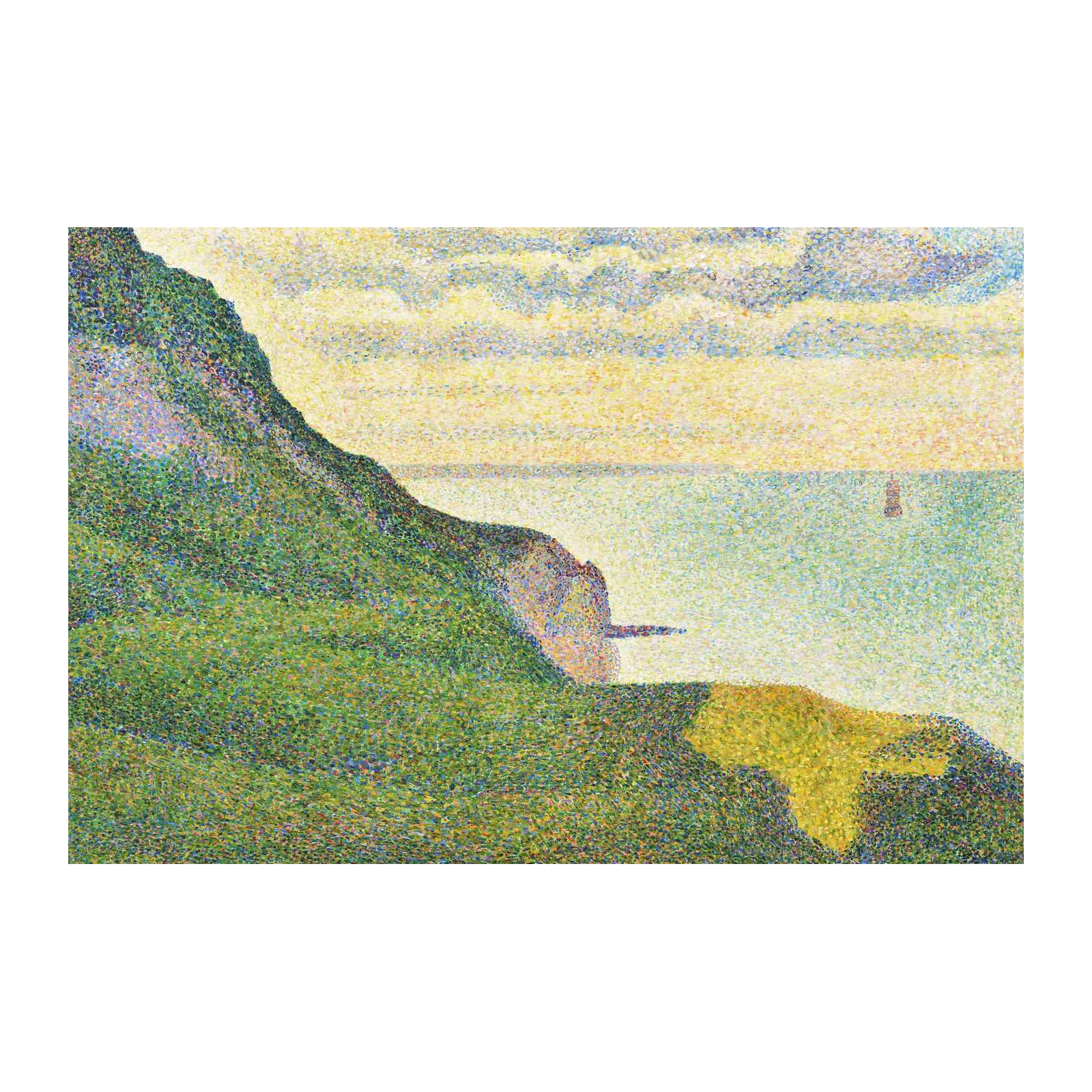 Pointillist Cliff Seascape Wall Art