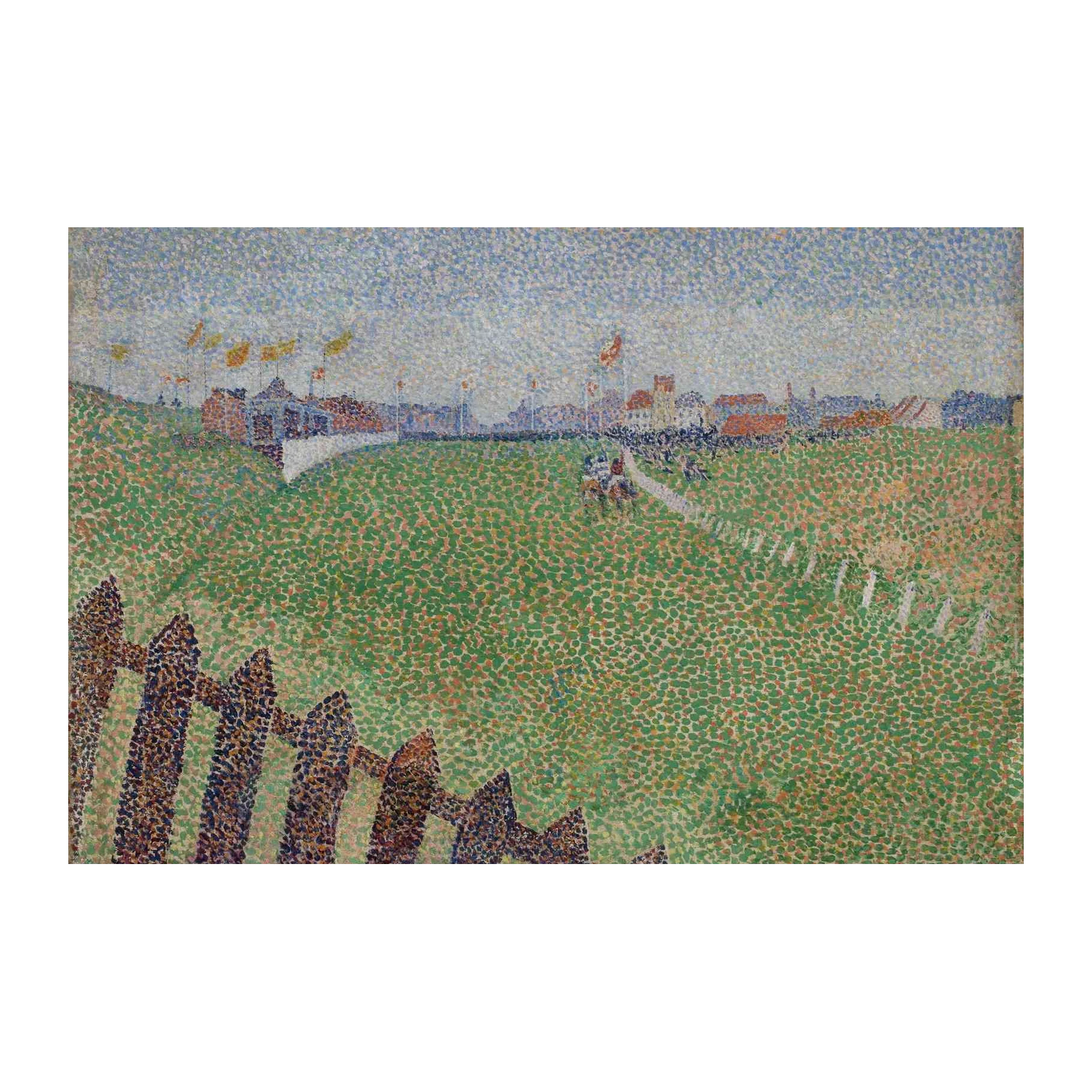 Pointillist Landscape & Flags Wall Art