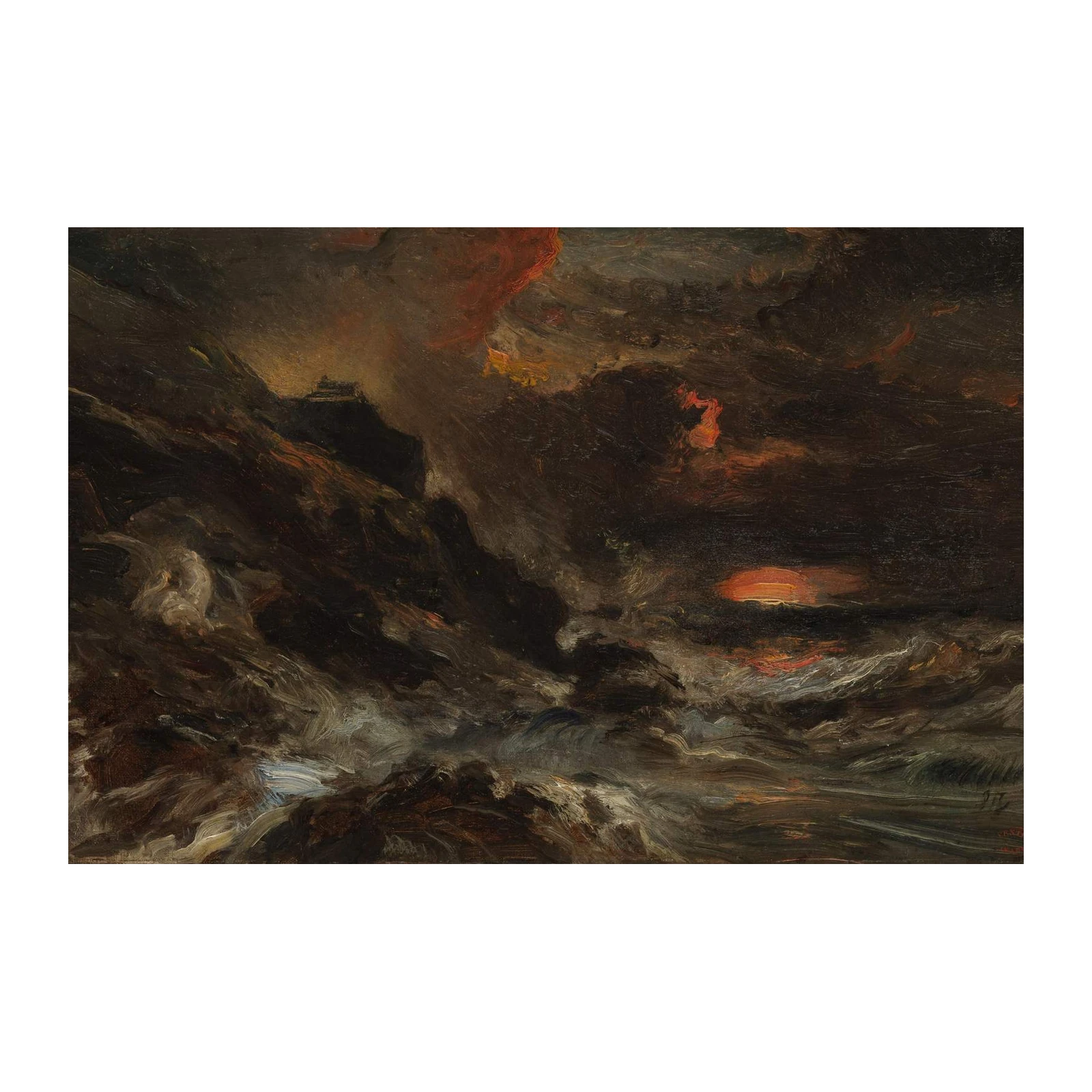 Dramatic Sunset Seascape Stormy Seas Wall Art