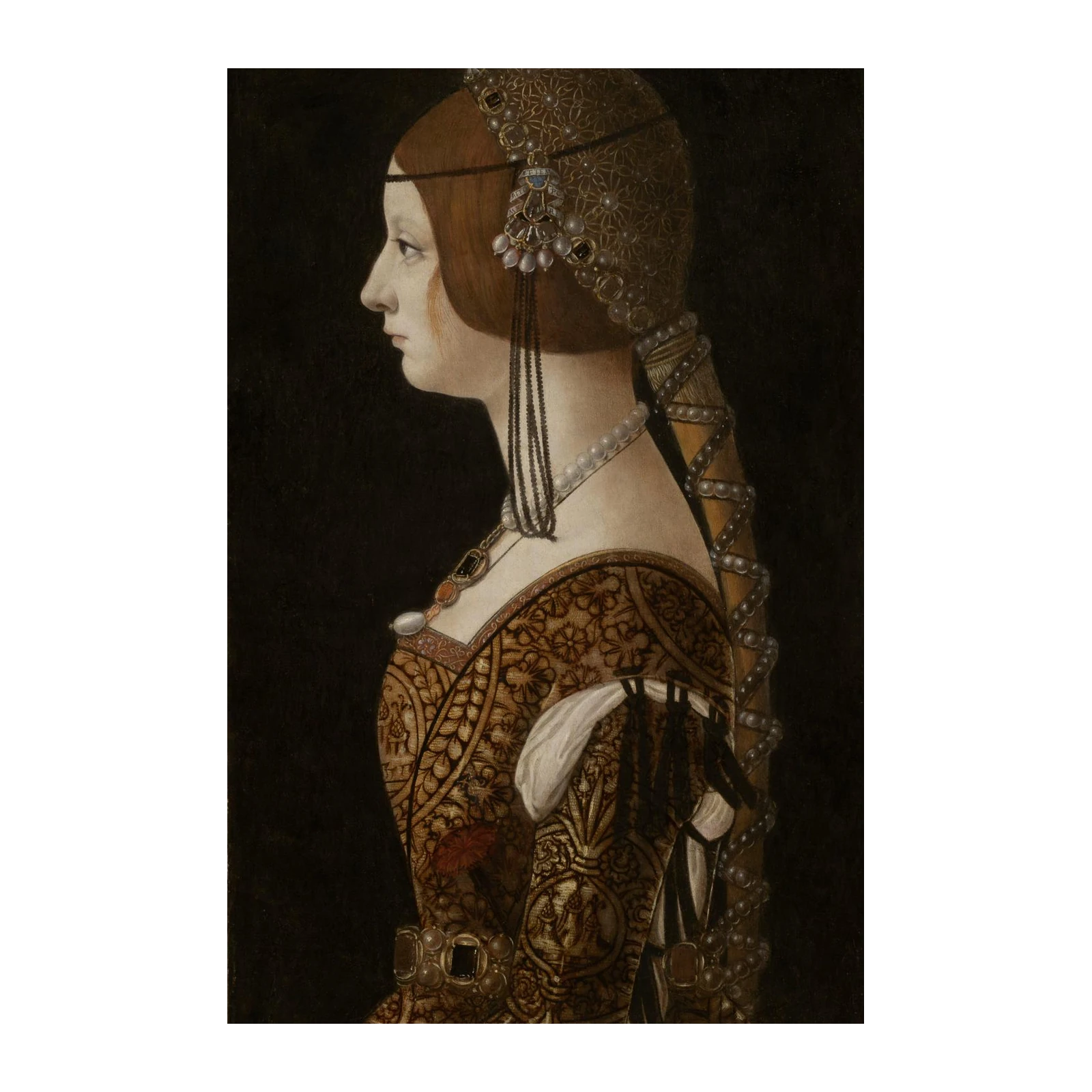Renaissance Portrait Lady Gold Brocade Wall Art