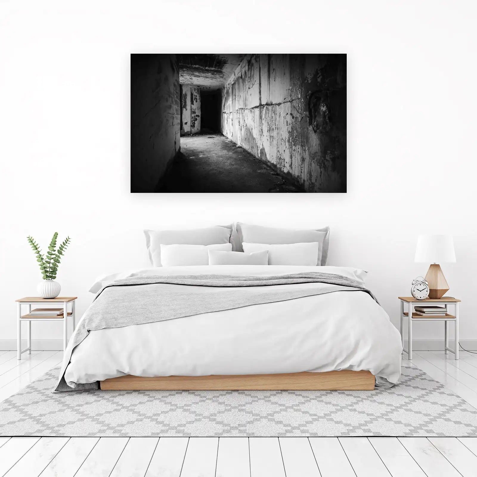 Dark Bunker Corridor Abstract Wall Art