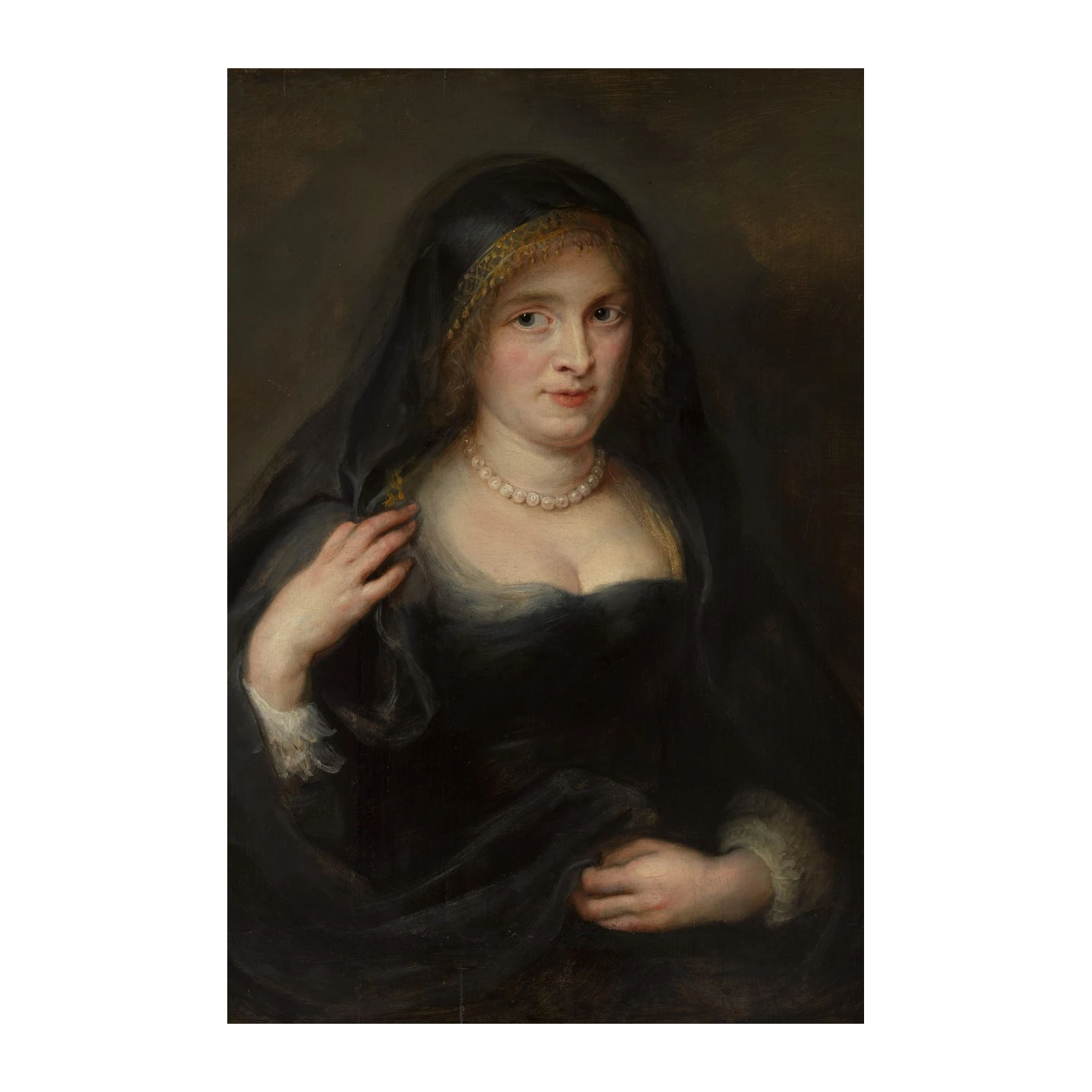 Elegant Lady in Veil Classic Portrait Wall Art