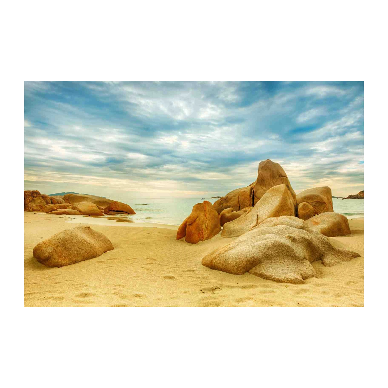 Serene Beach Rocks Landscape Wall Art