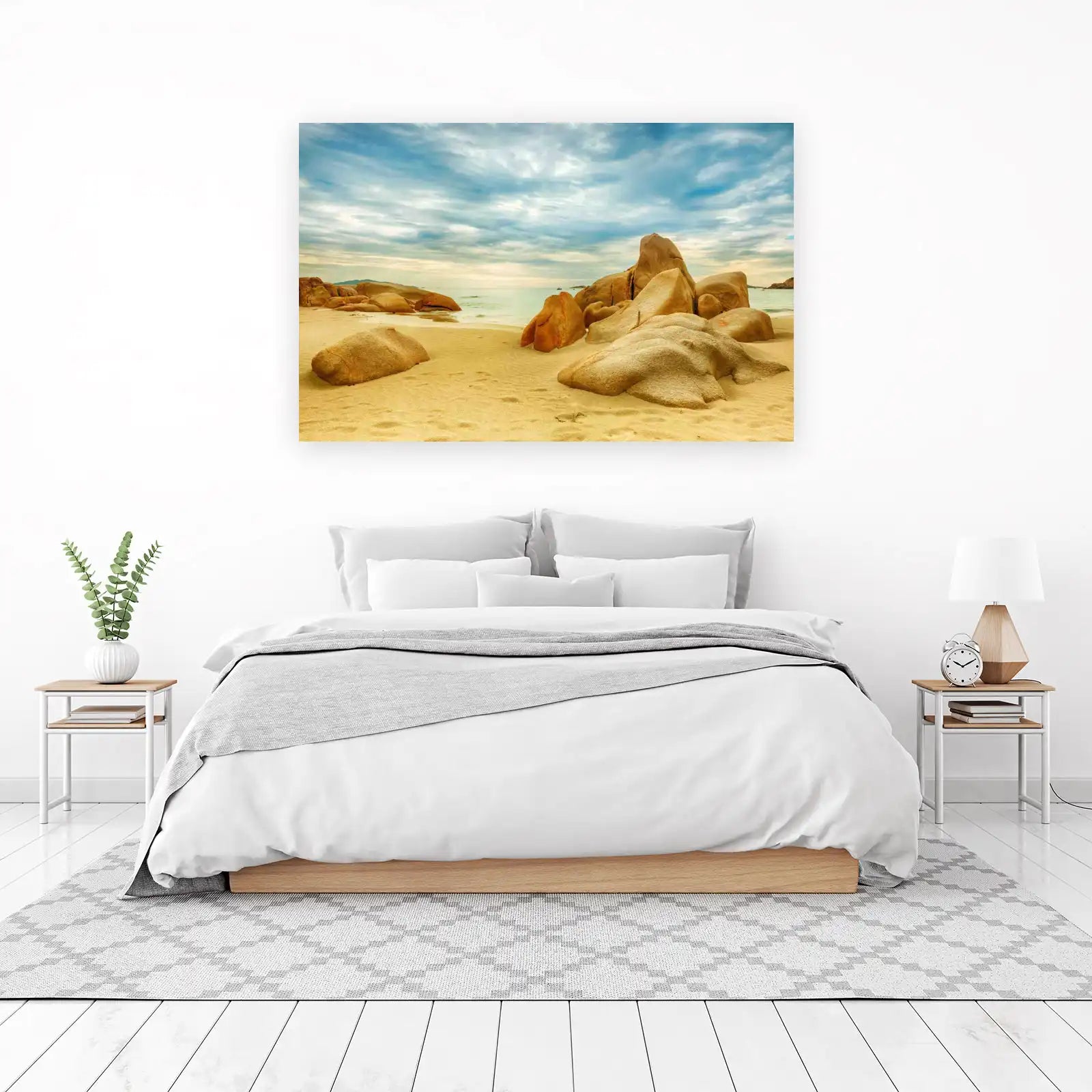 Serene Beach Rocks Landscape Wall Art