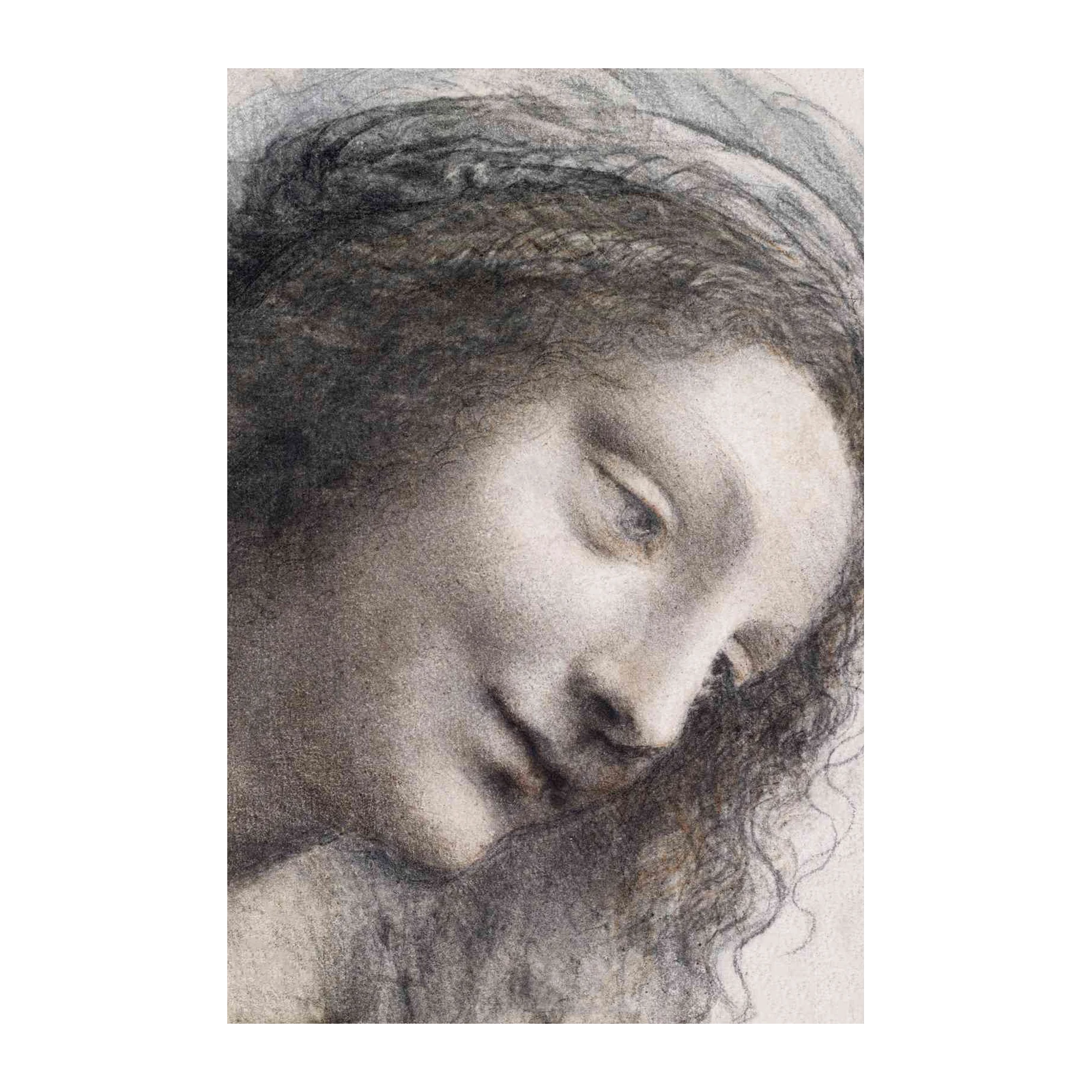 Serene Portrait Study Charcoal Sketch Wall Art