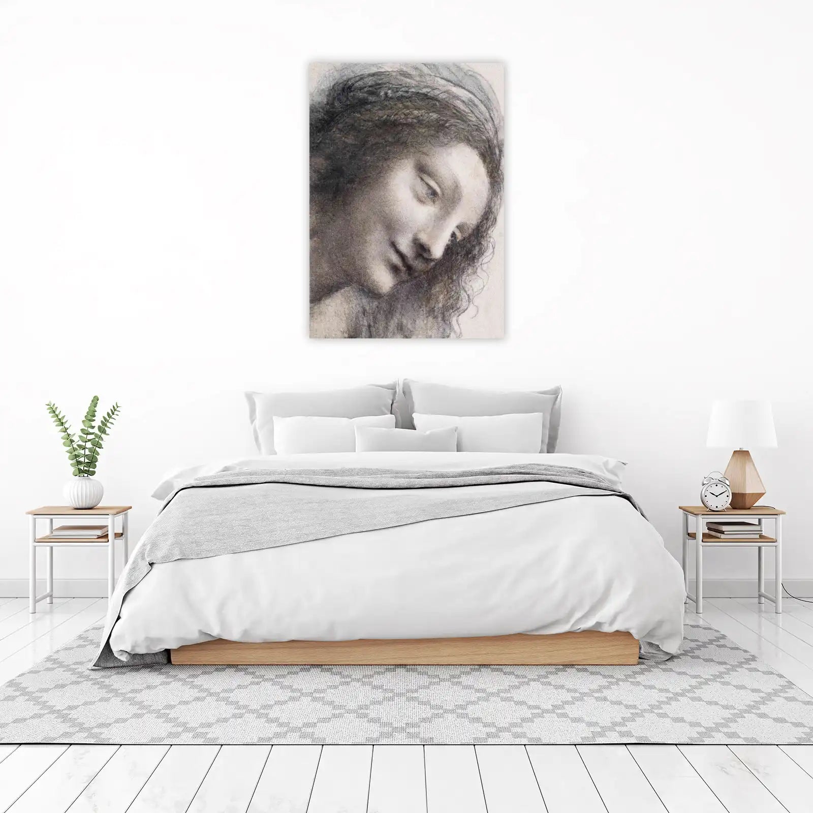 Serene Portrait Study Charcoal Sketch Wall Art
