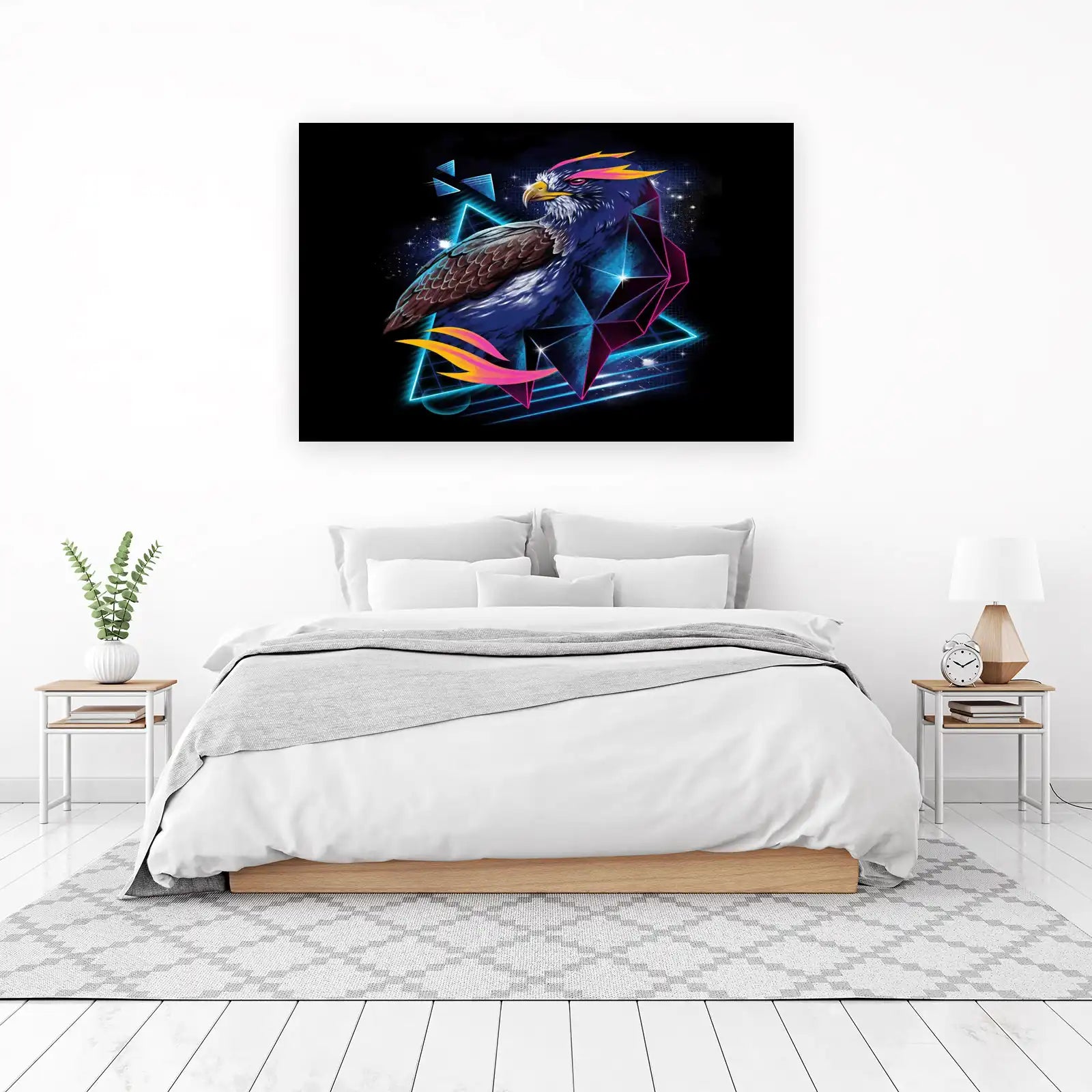 Retro Eagle Geometric Synthwave Wall Art
