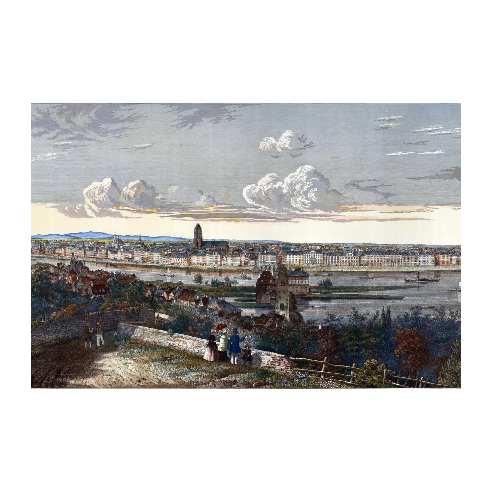 Vintage Cityscape River View Wall Art