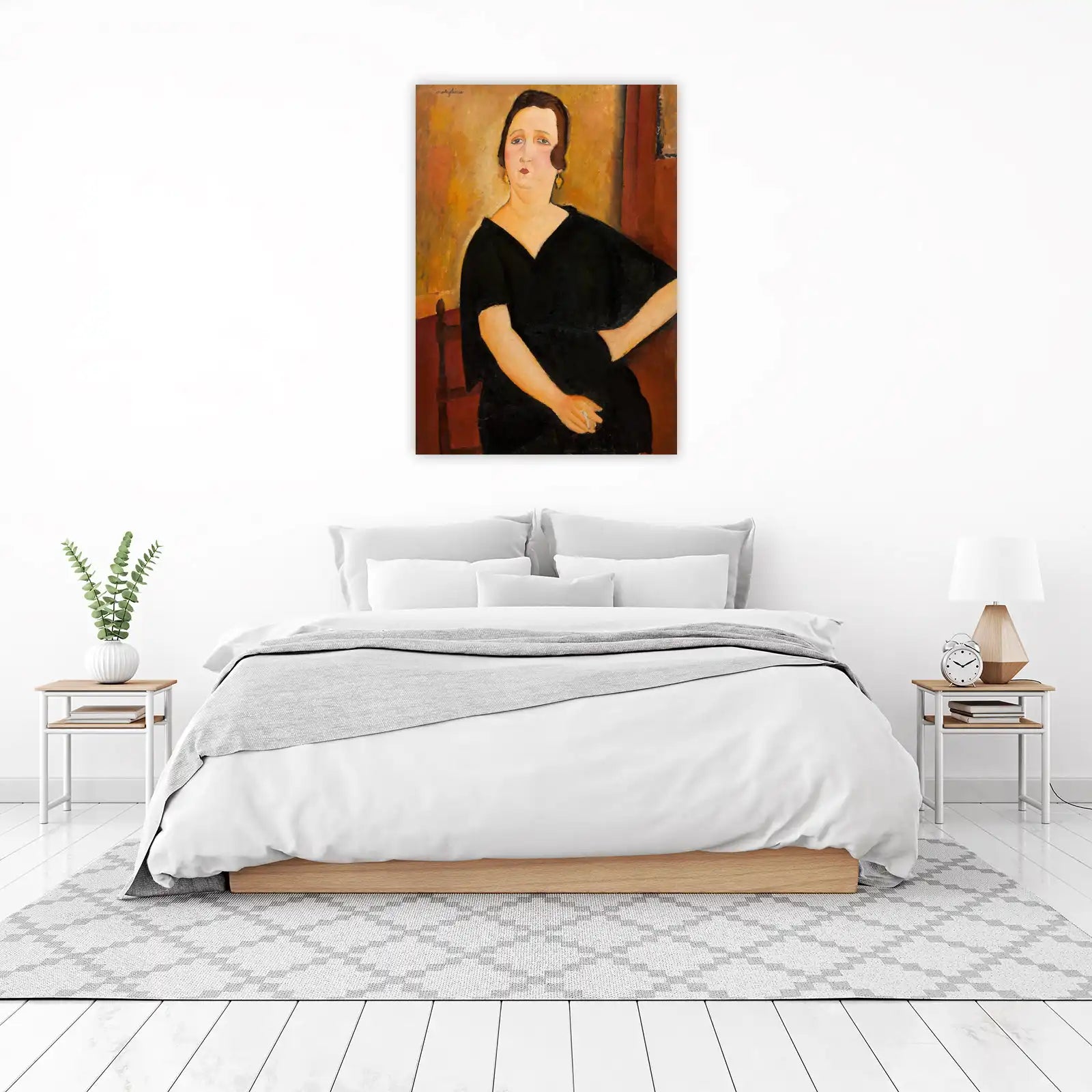 Elegant Portrait Woman in Black Dress Wall Art