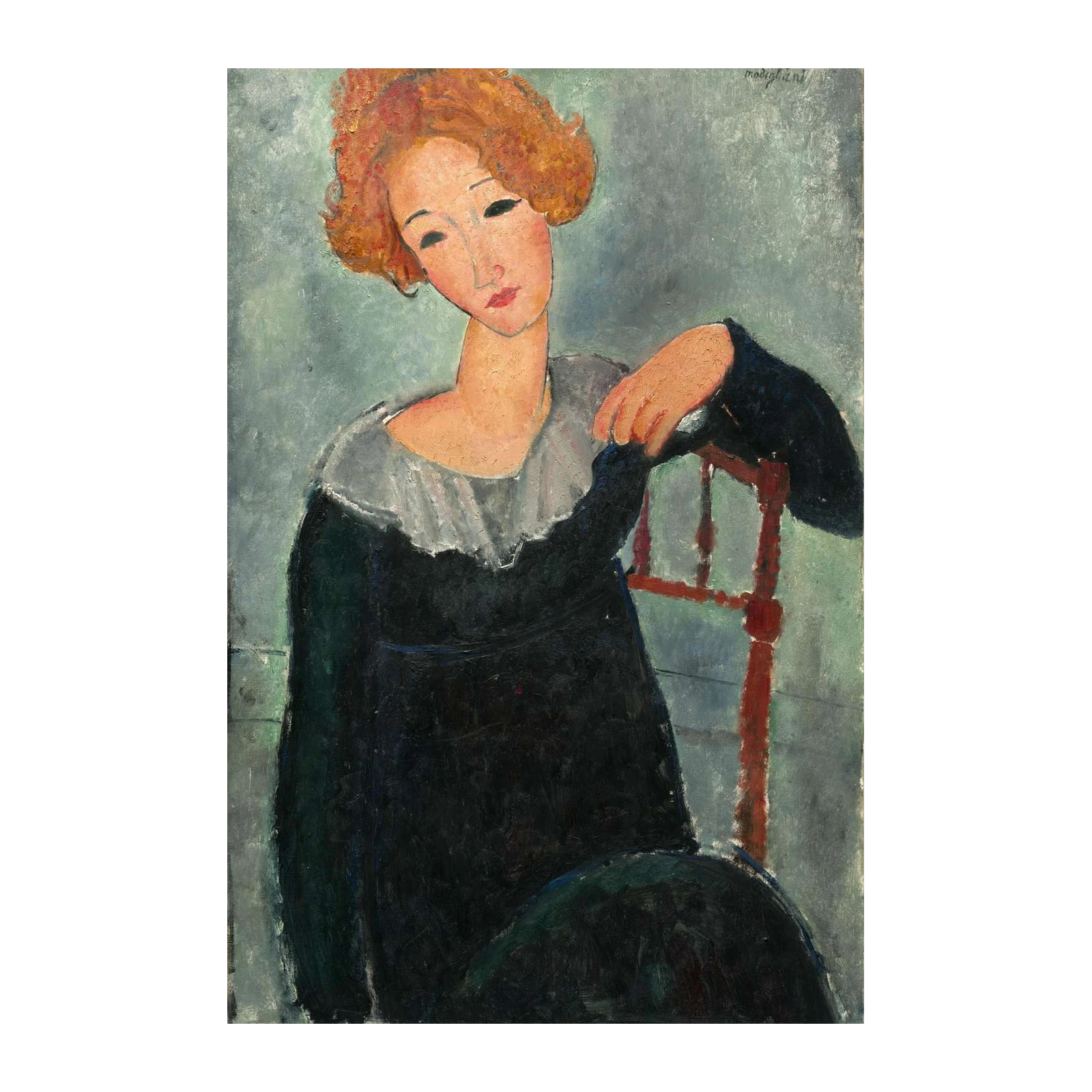 Elegant Woman Portrait Modigliani Style Wall Art