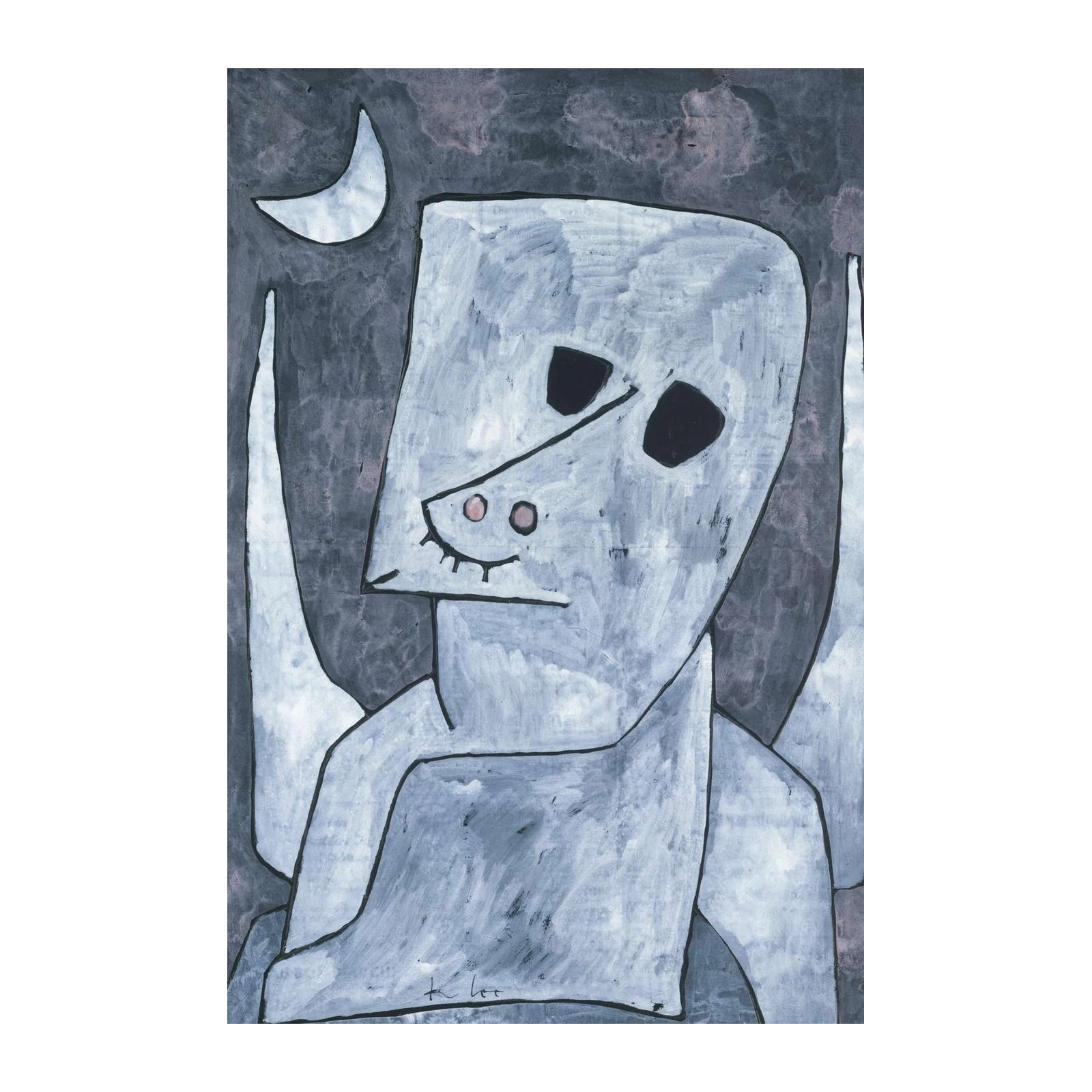 Whimsical Figure Under Moon Wall Art
