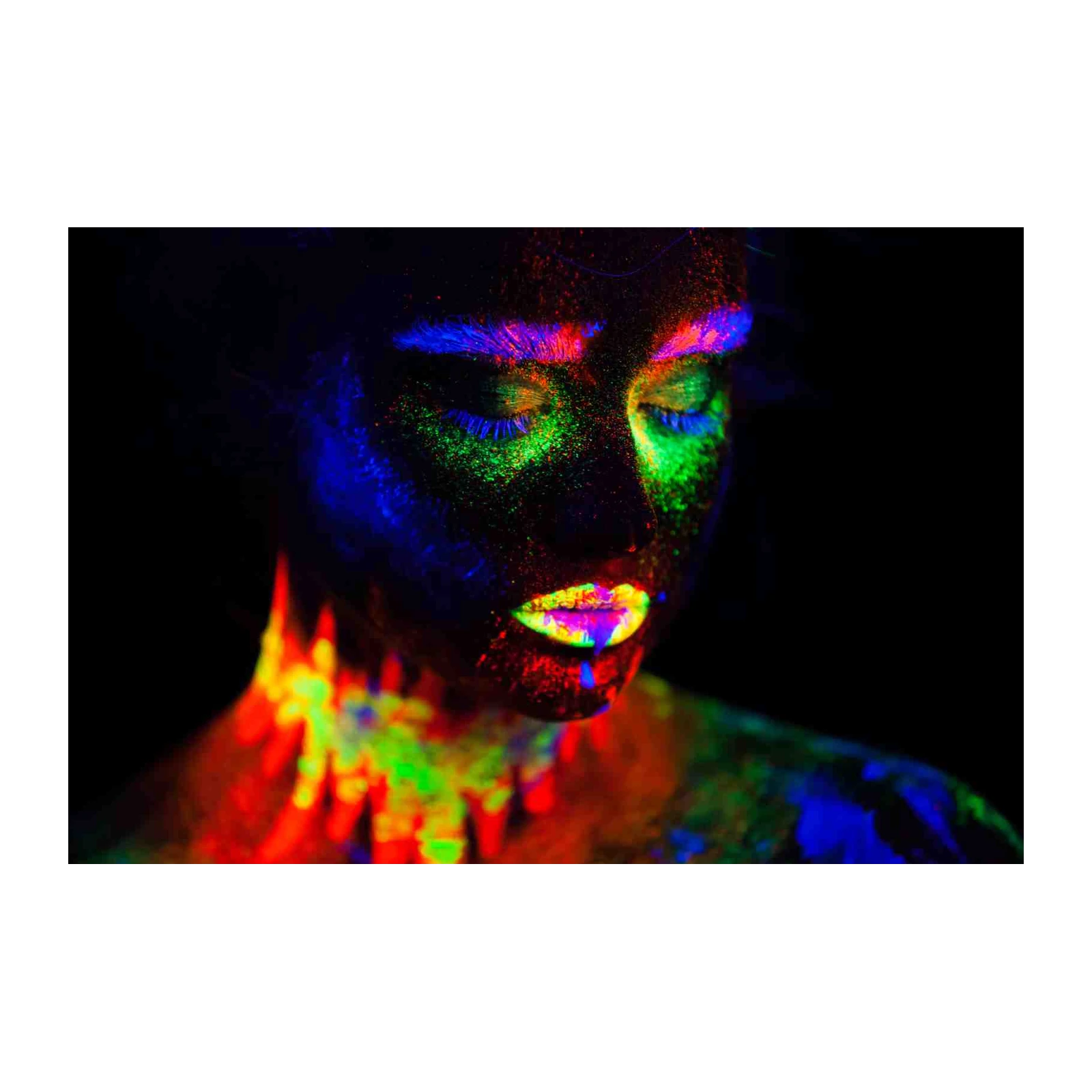 Vibrant Neon Face UV Glow Wall Art