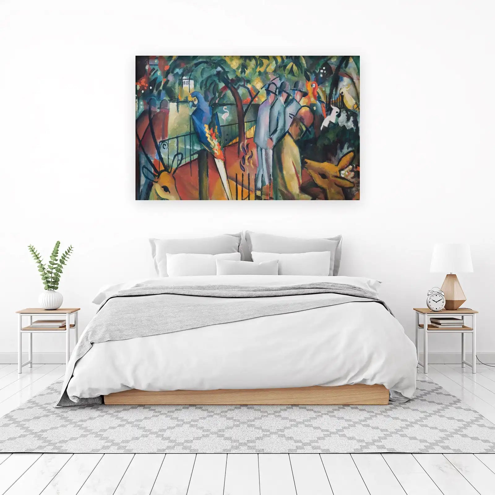 Vibrant Zoo Scene Oil Painting Wall Art