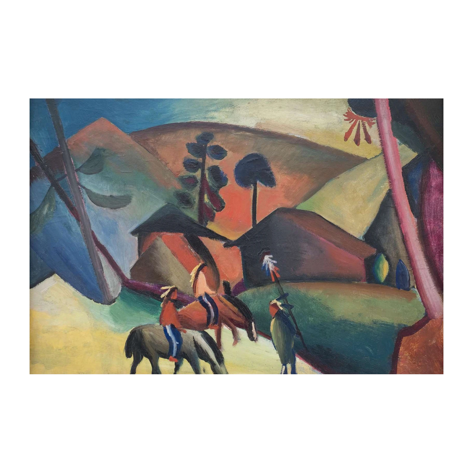 Bold German Expressionist Horseback Scene Wall Art
