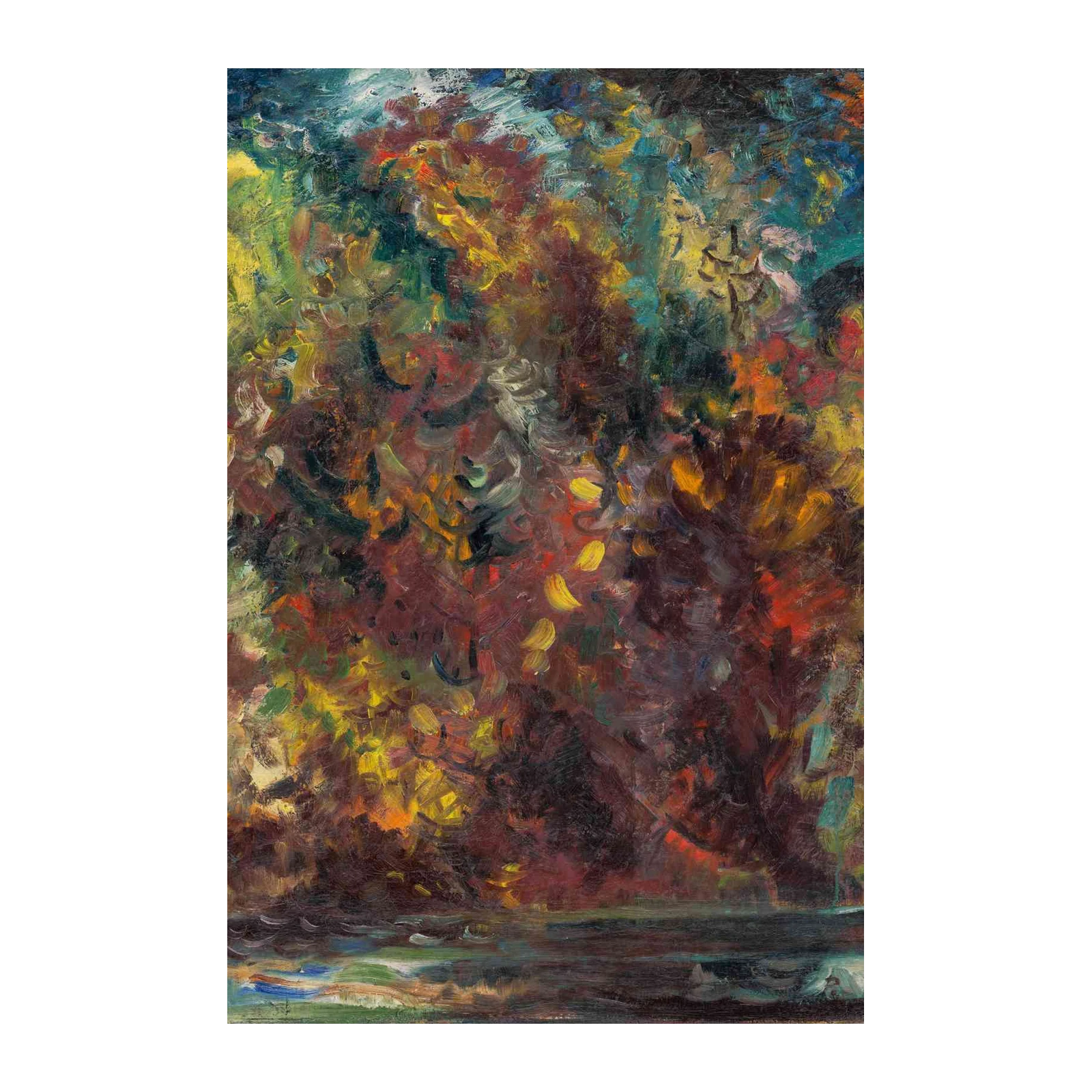 Vibrant Autumn Landscape Oil Painting Wall Art