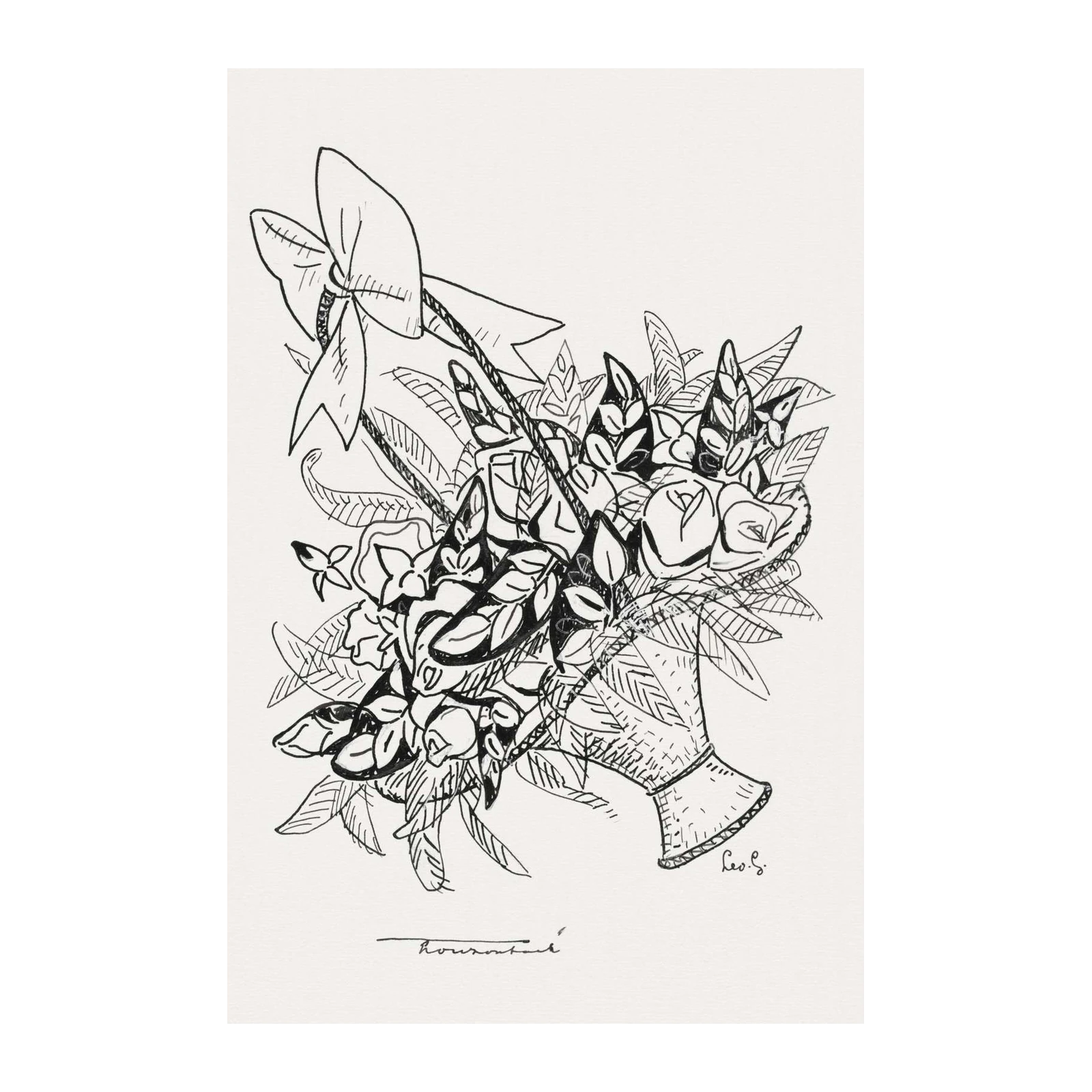 Elegant Floral Bouquet Sketch Wall Art