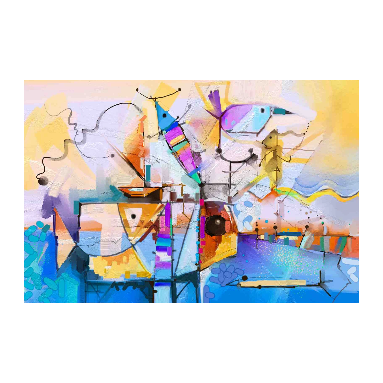 Abstract Whimsical Animals Wall Art