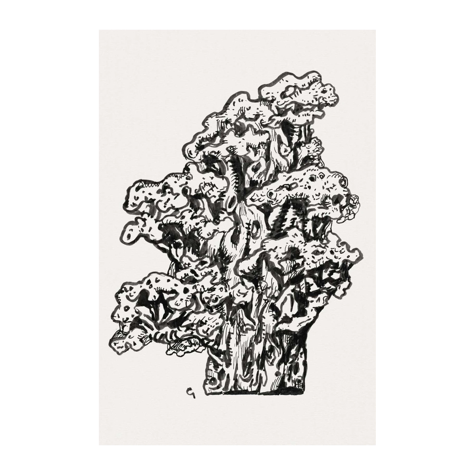 Abstract Tree Sketch Black & White Wall Art