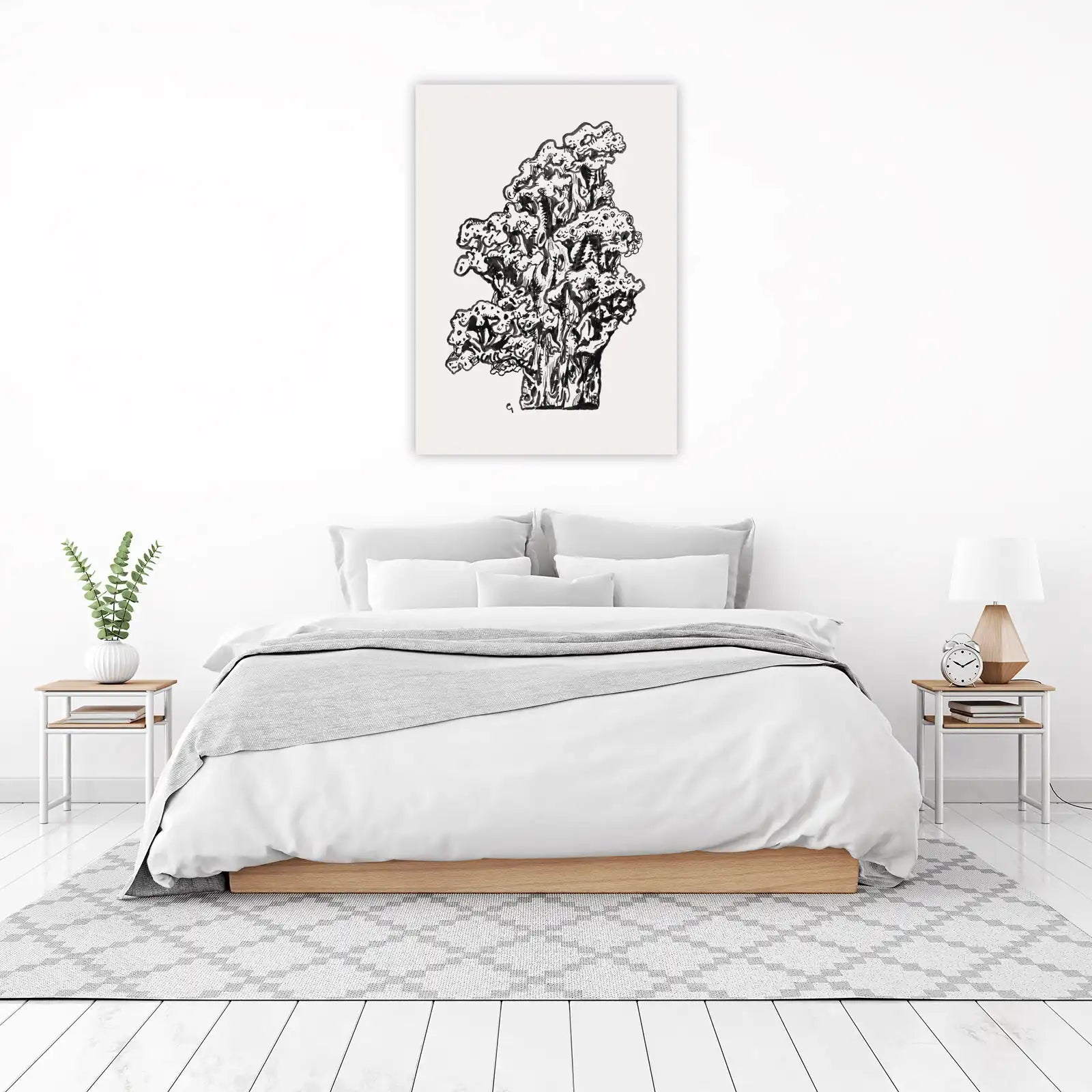 Abstract Tree Sketch Black & White Wall Art