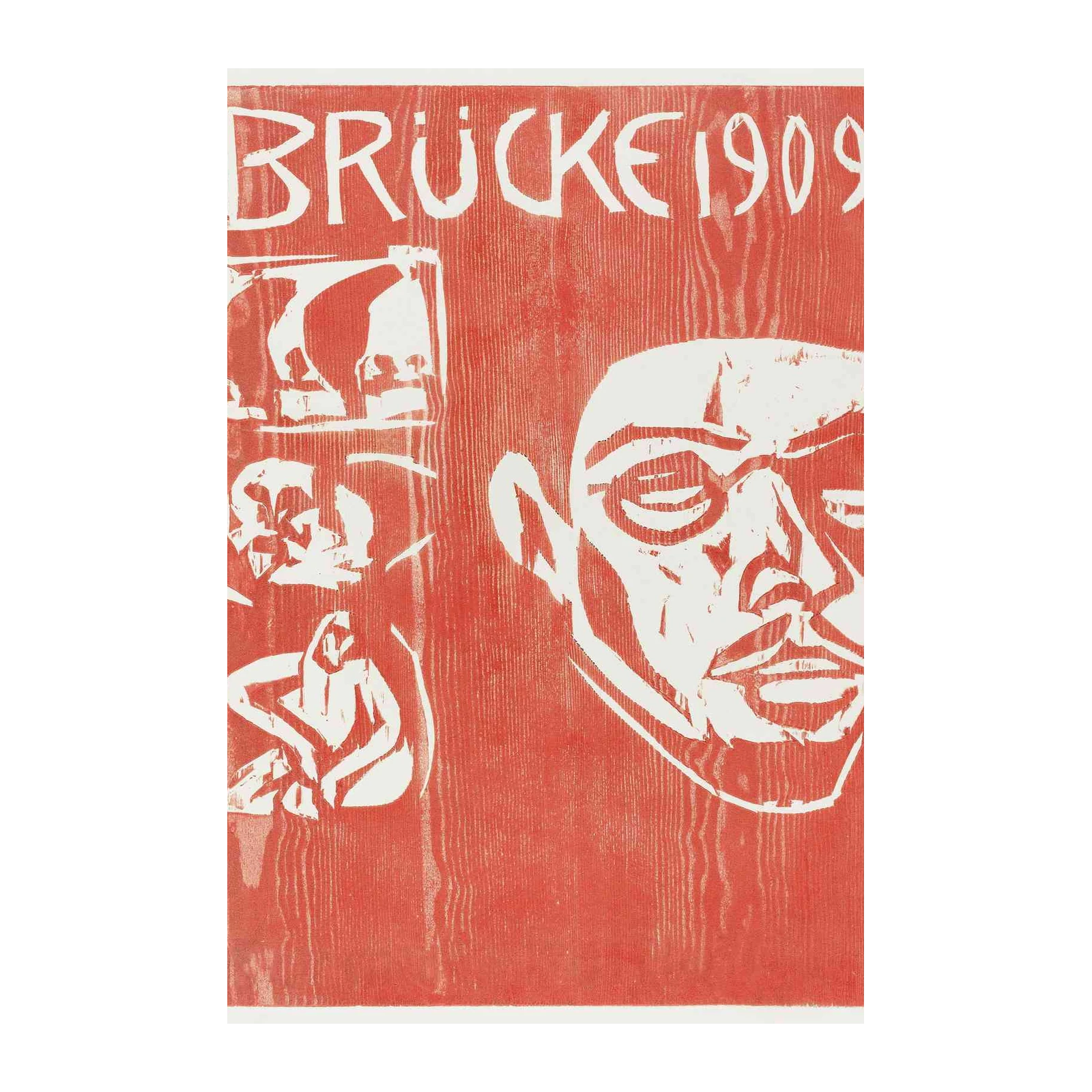 Expressionist Portrait Bold Red Wall Art