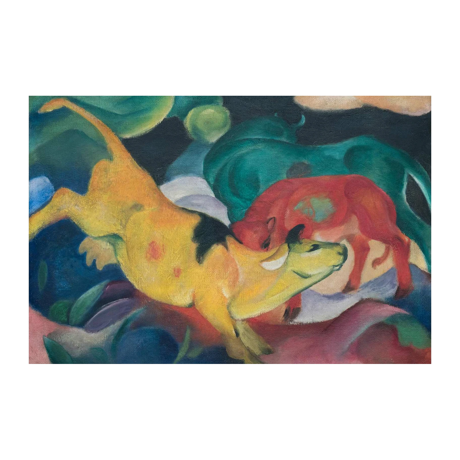 Vibrant Abstract Cows Wall Art - Expressionist Animal Art