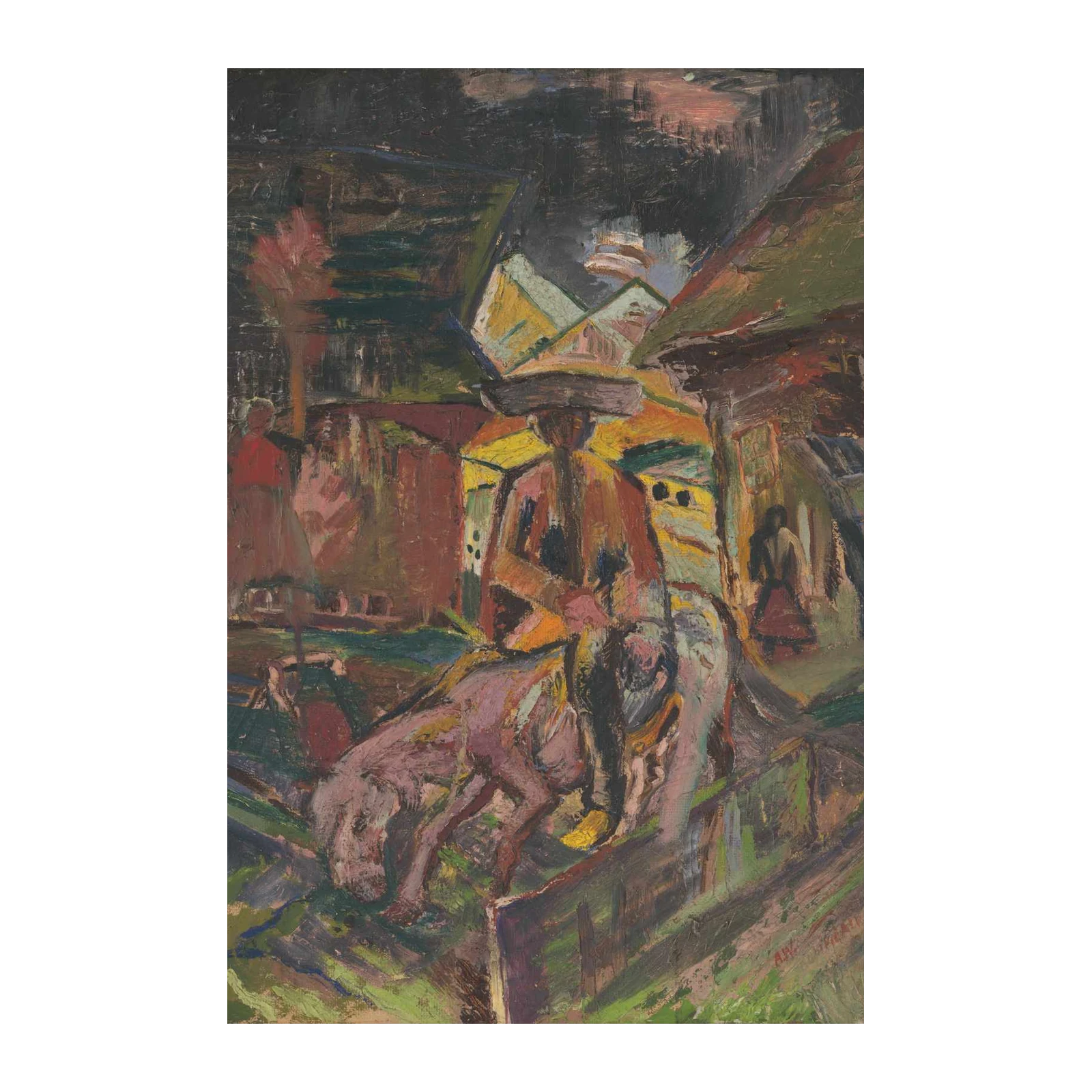 Vibrant Market Scene Donkey Wall Art