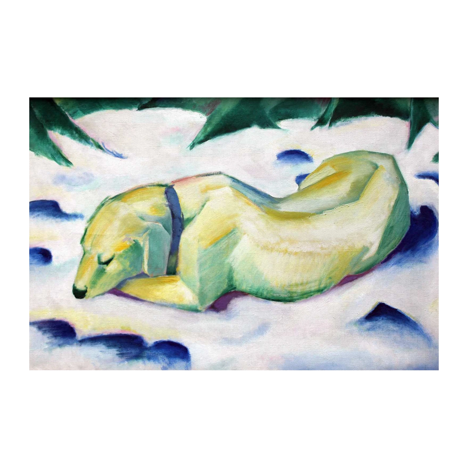 Serene Sleeping Dog Winter Snow Wall Art