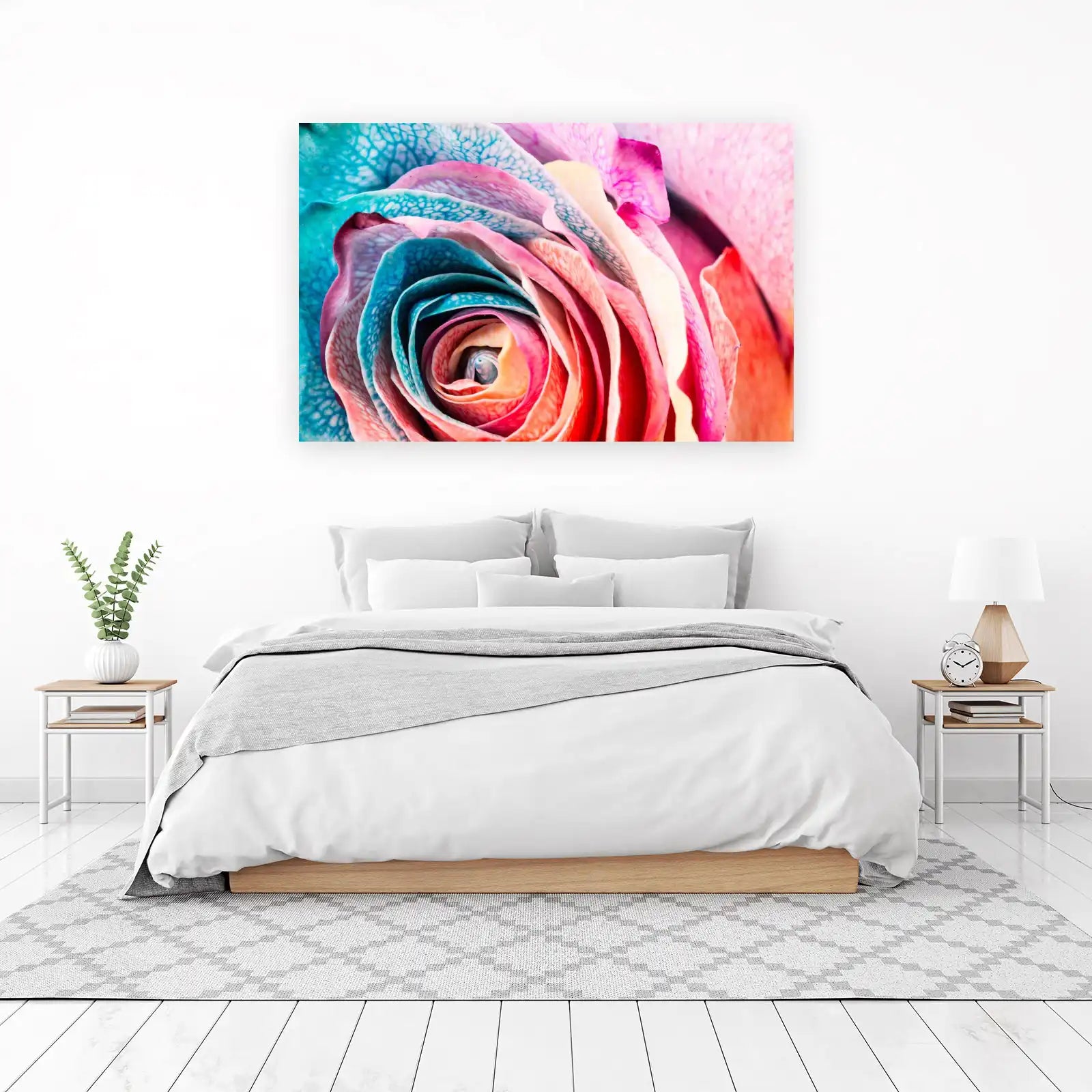 Vibrant Rainbow Rose Petals Wall Art