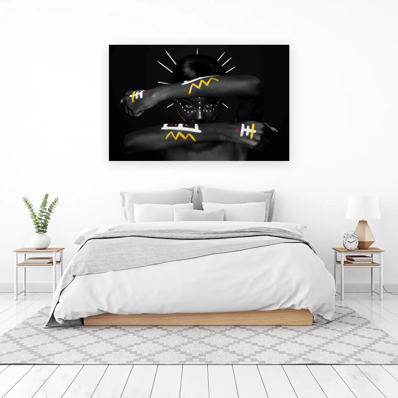 Abstract Tribal Warrior Face Art Wall Art