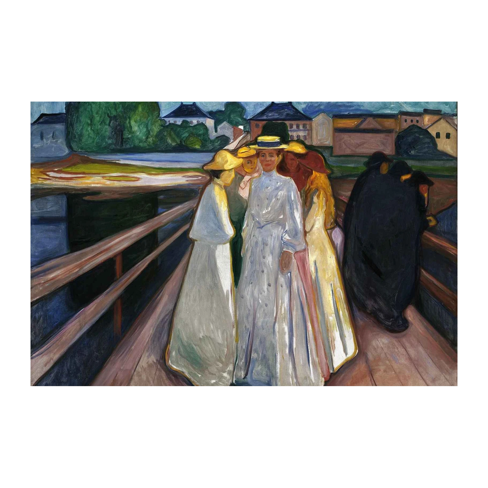 Impressionist Ladies on Bridge Wall Art