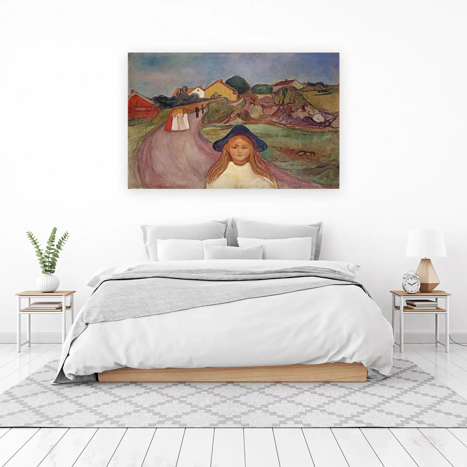 Woman with Blue Hat Landscape Wall Art