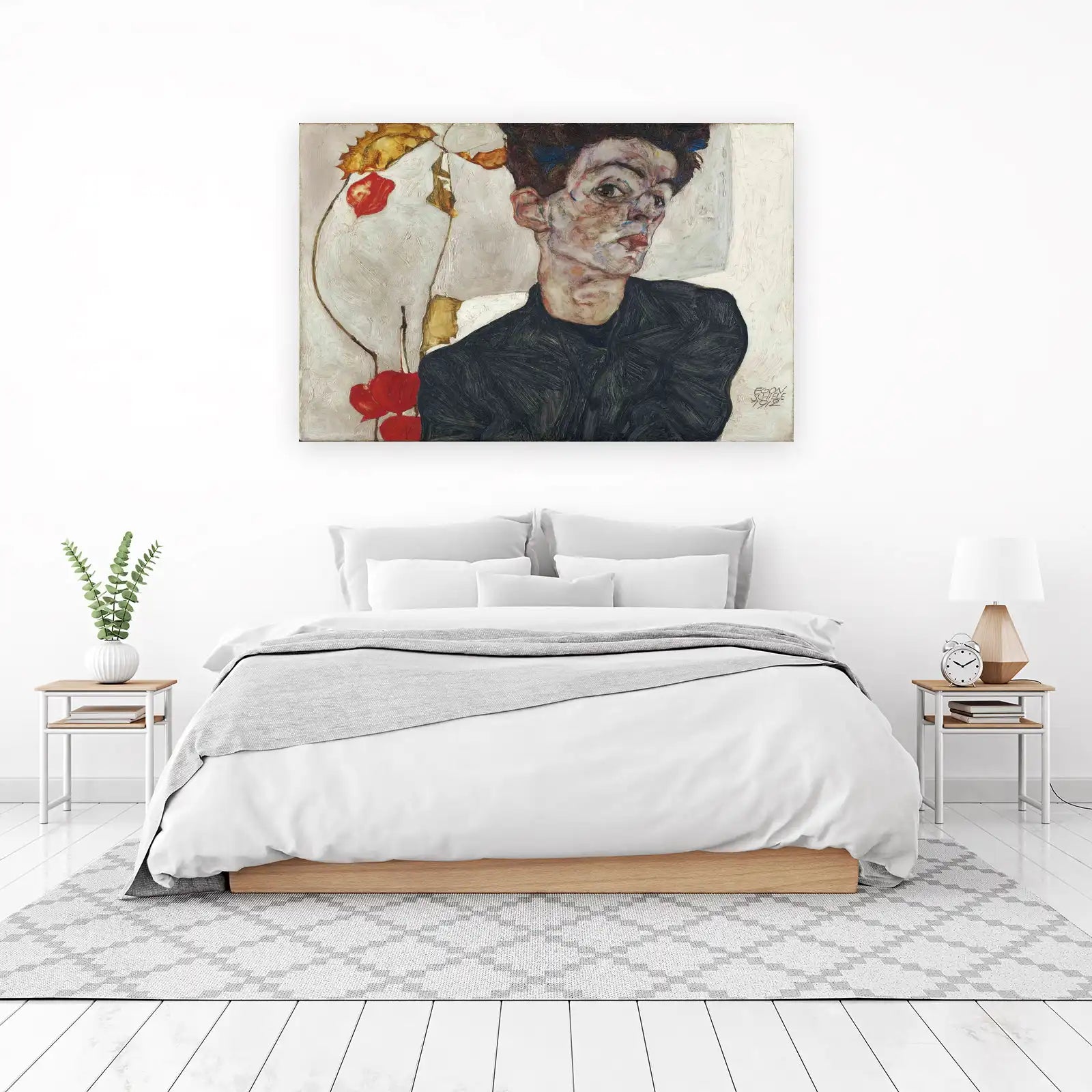 Expressive Self-Portrait by Egon Schiele Wall Art