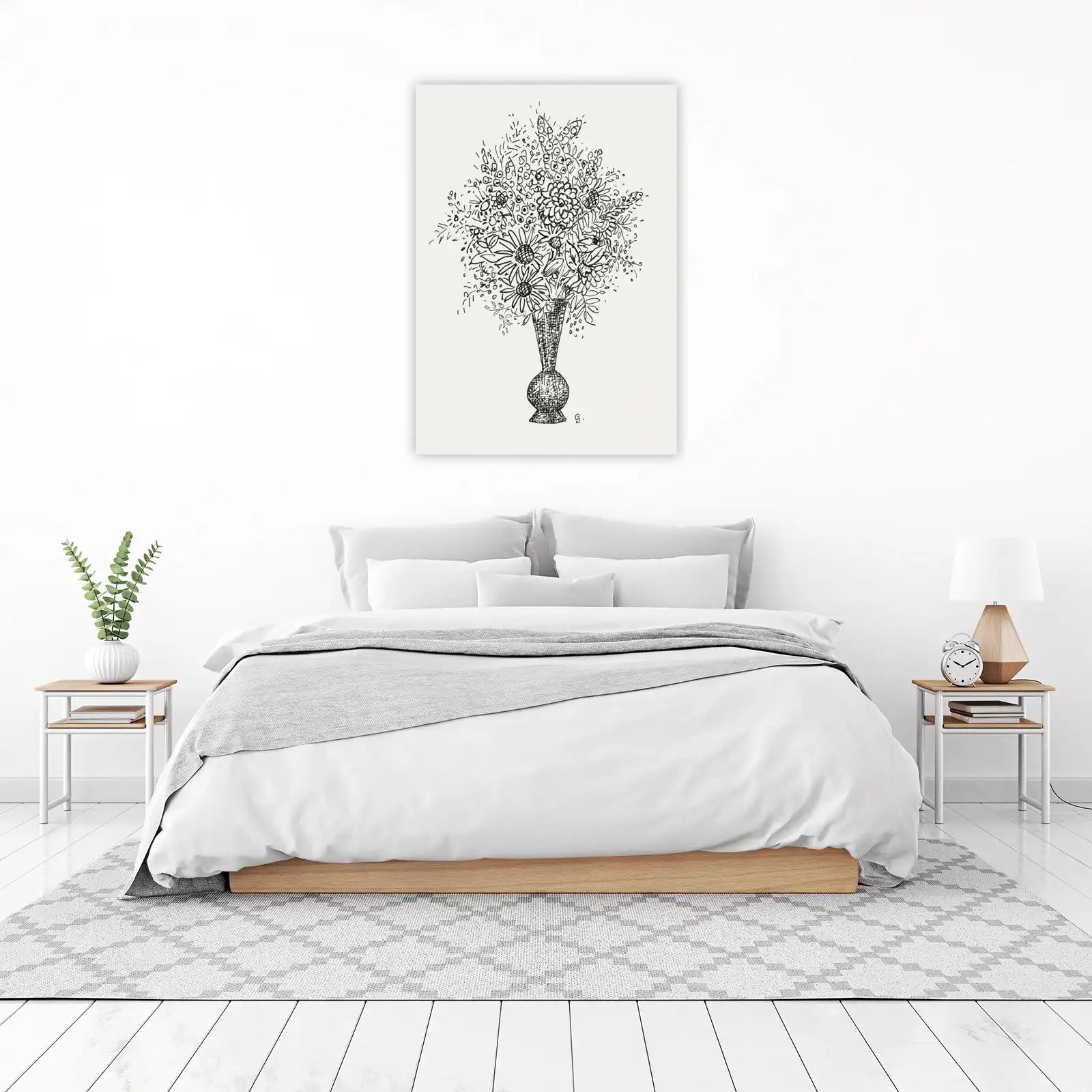 Elegant Floral Sketch Wall Art - Modern Botanical Art