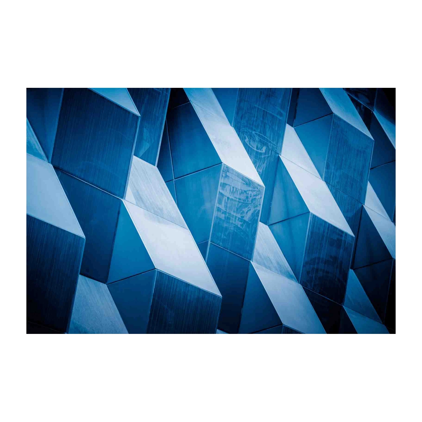 Geometric Blue Abstract Modern Architecture Wall Art