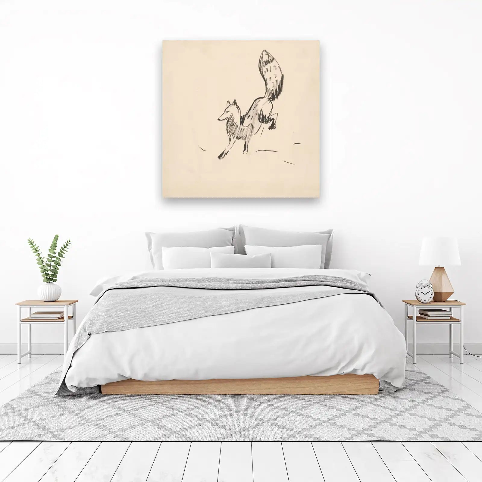 Dynamic Fox Sketch Minimalist Animal Art Wall Art