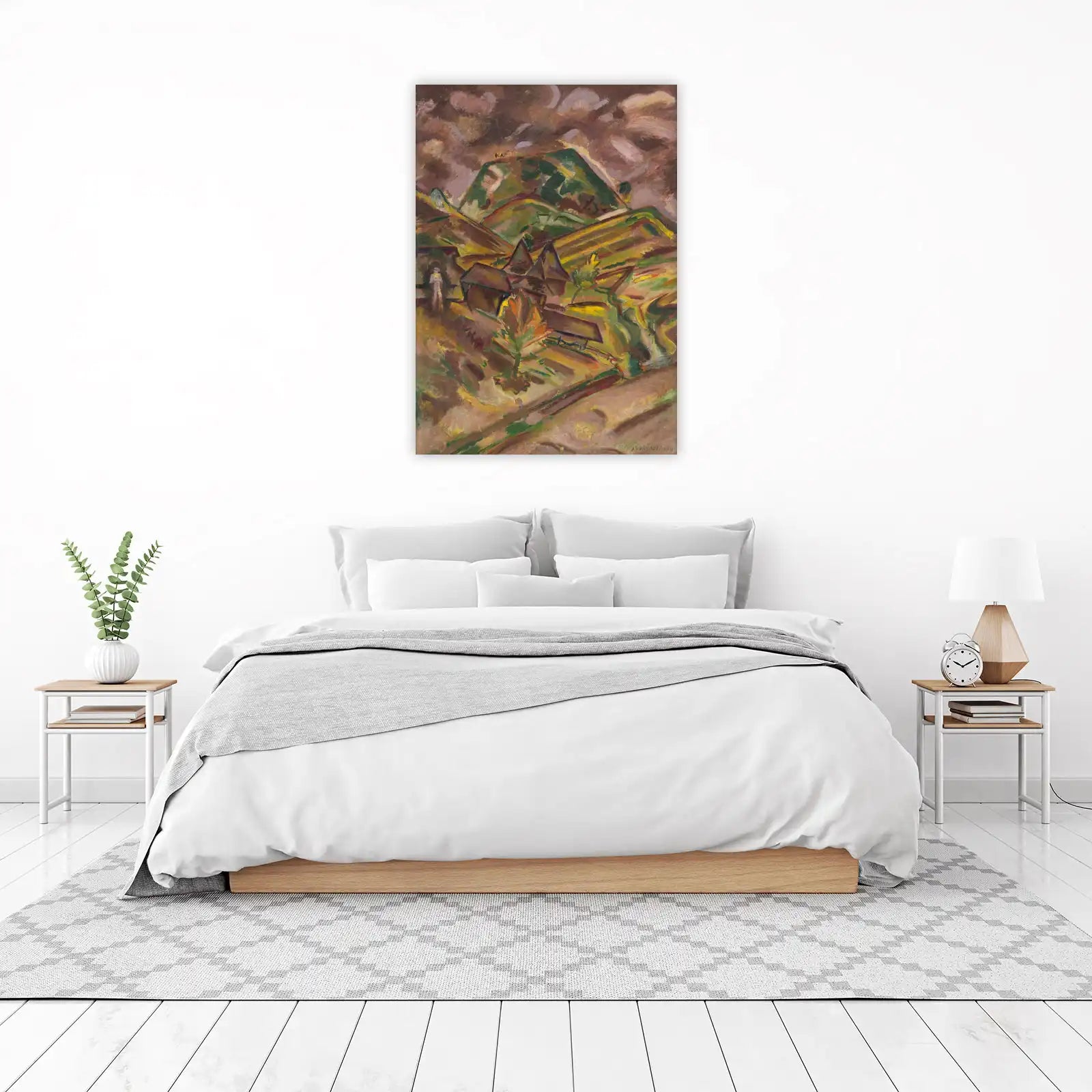 Scenic Village Landscape Oil Painting Wall Art