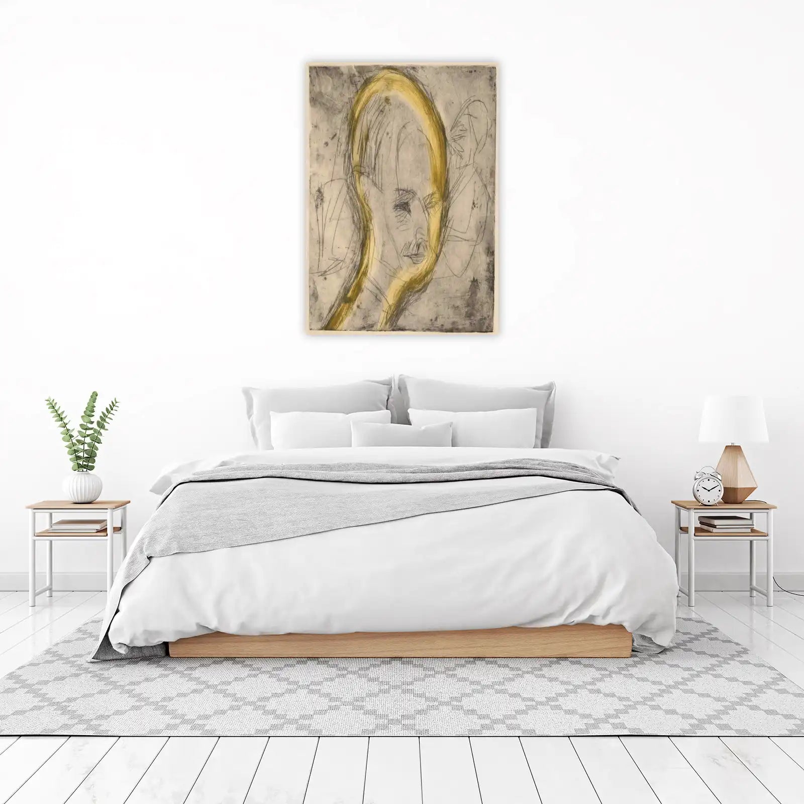 Abstract Portrait Yellow Aura Wall Art
