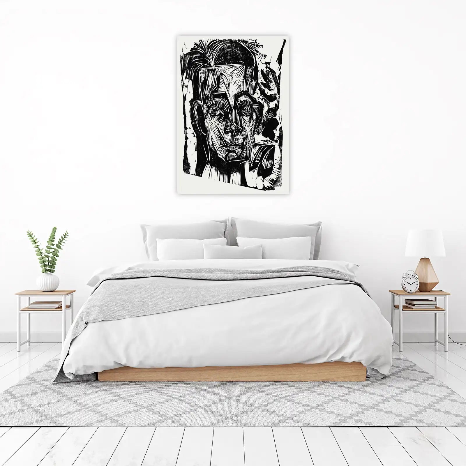 Intense Portrait Woodcut Wall Art