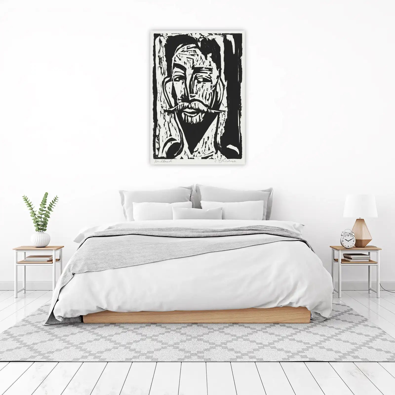 Expressive Portrait Woodcut Art Wall Art