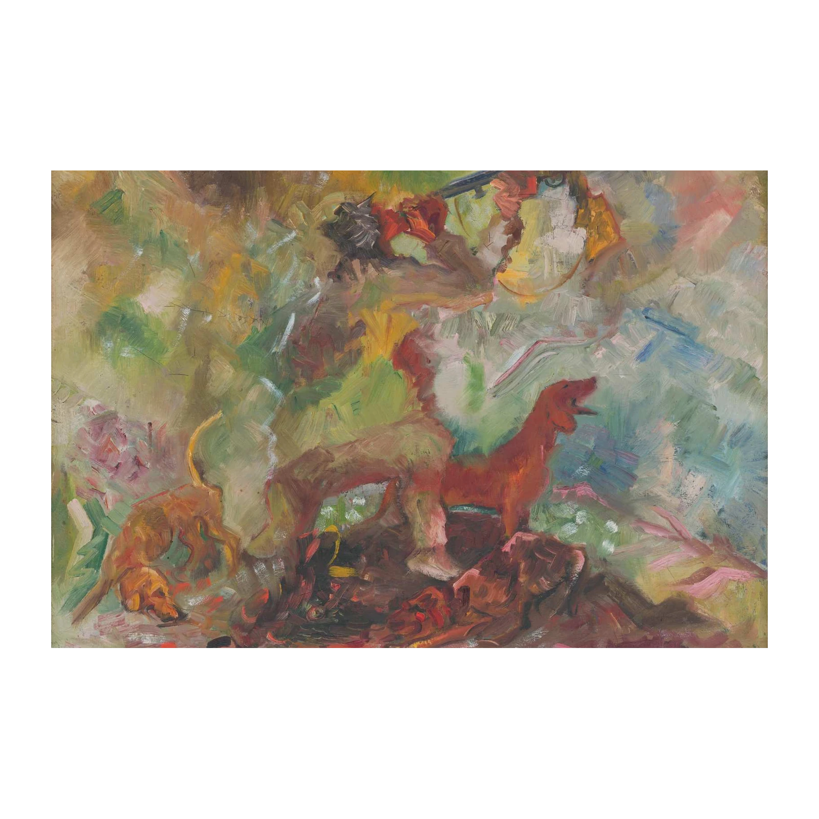 Vibrant Hunter & Hounds Expressive Wall Art