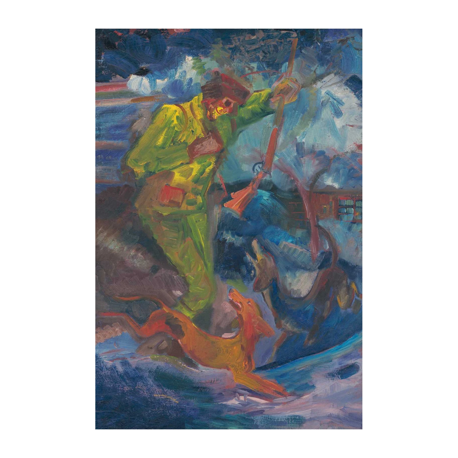 Hunting Scene Wall Art - Expressive Dog Art