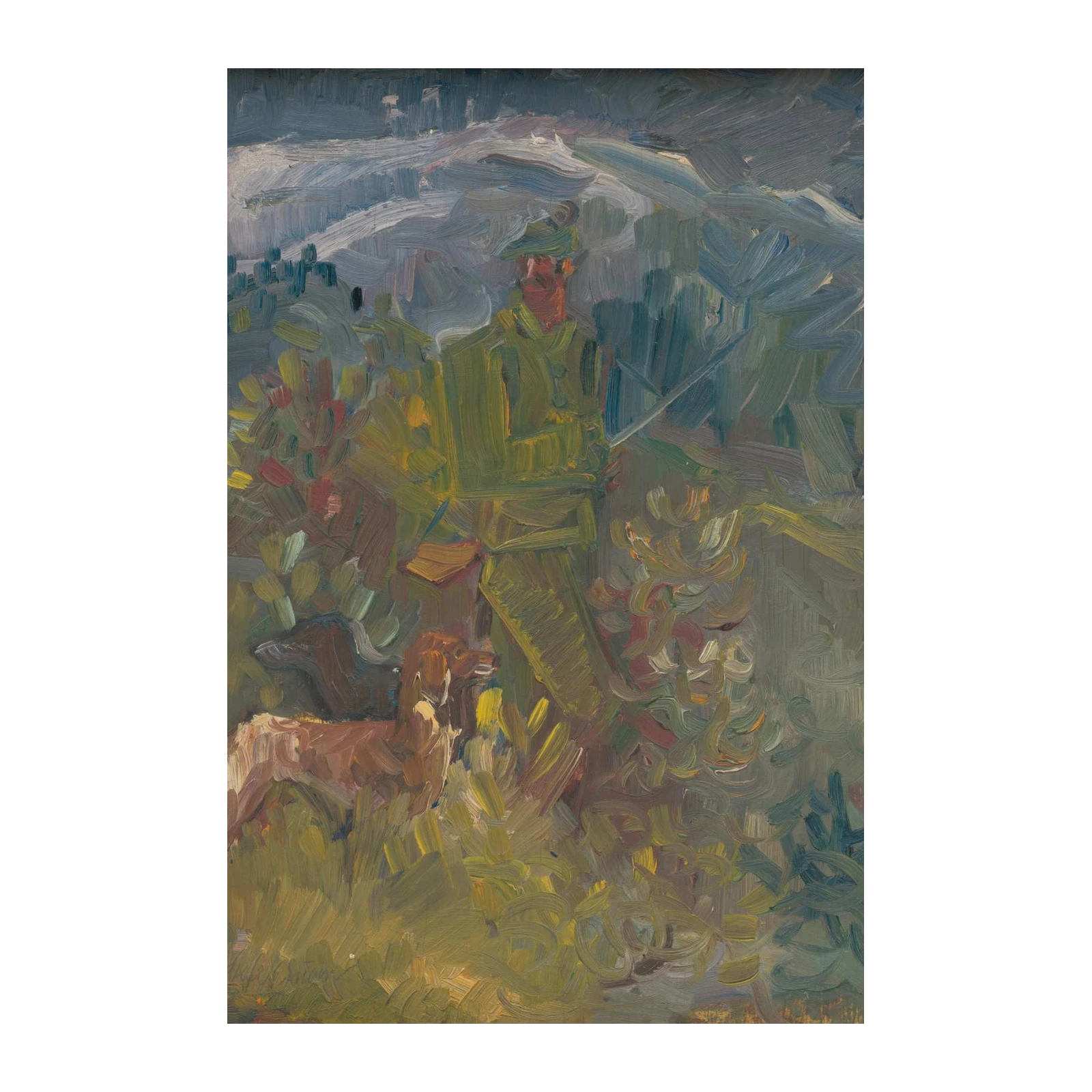 Hunter & Dog Wilderness Scene Wall Art