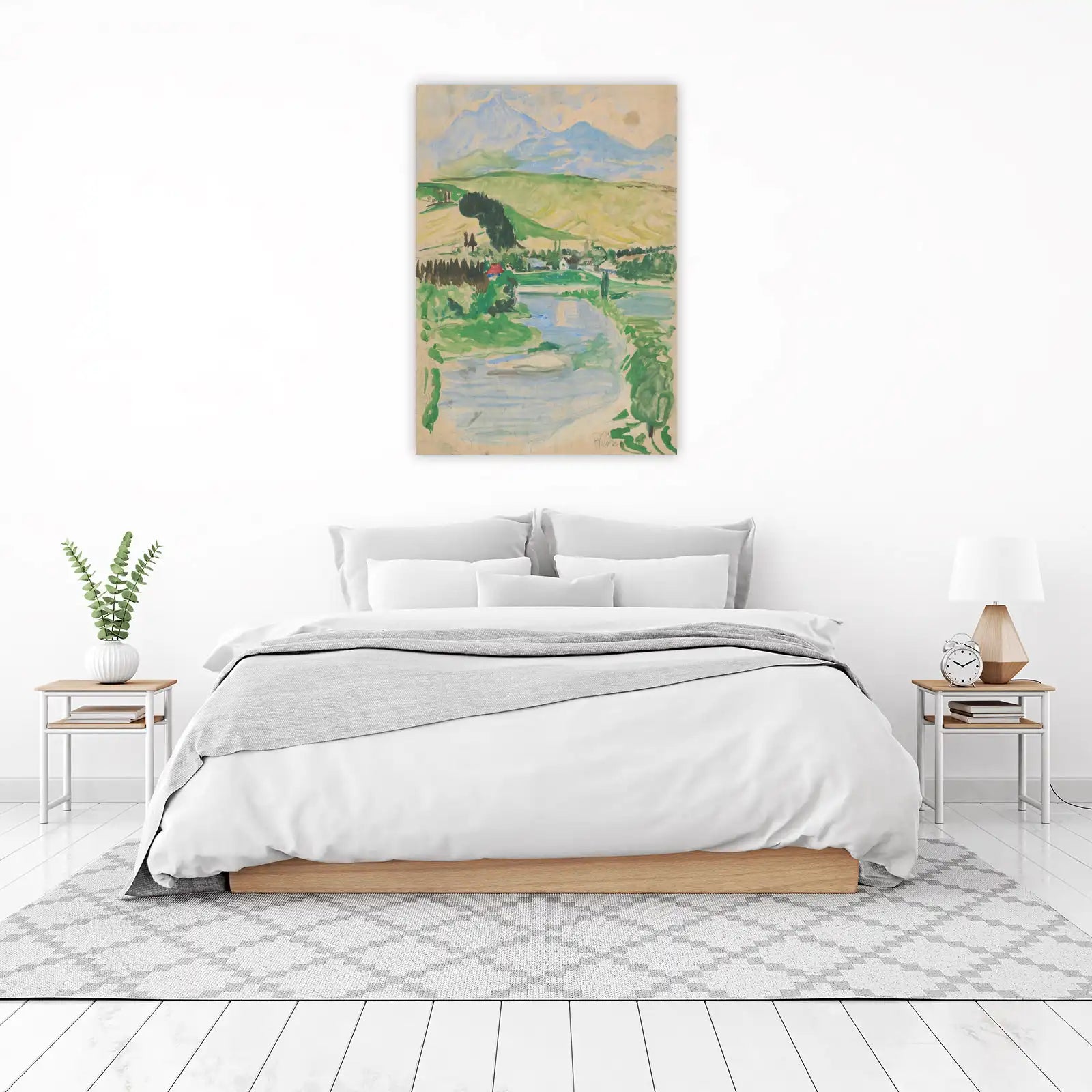 Serene Mountain Landscape with River Wall Art