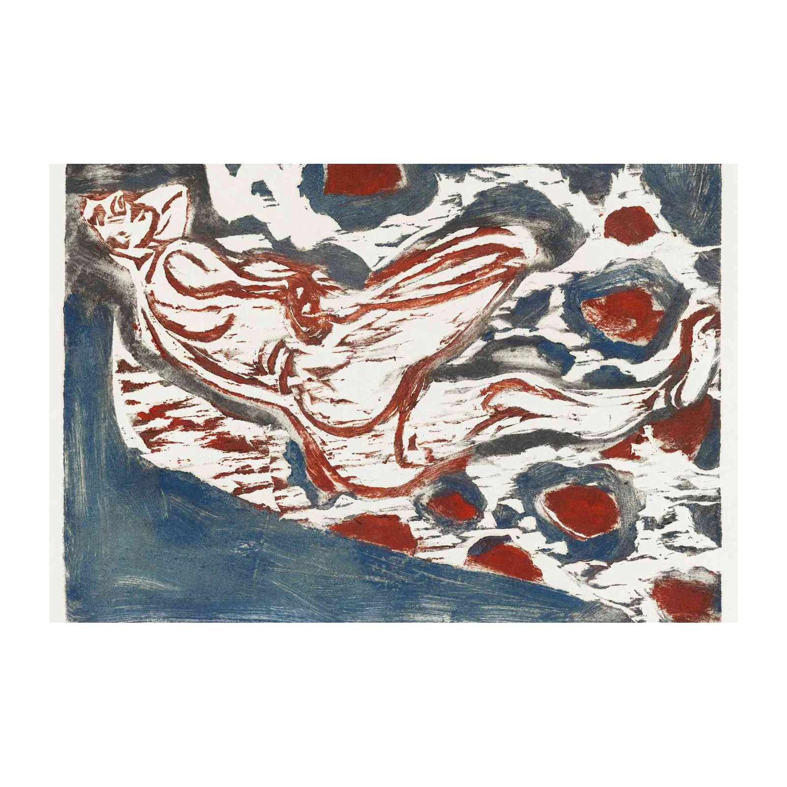 Abstract Figure Expressive Red & Blue Wall Art