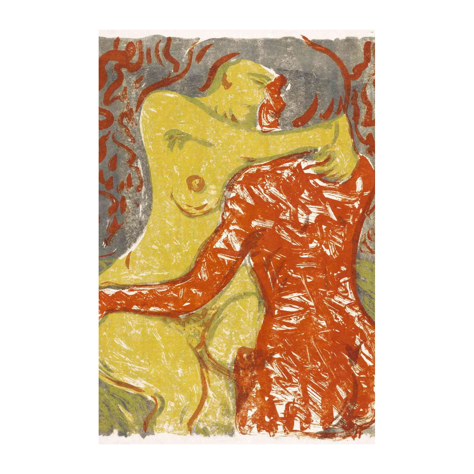 Embrace of Passion Abstract Nude Wall Art