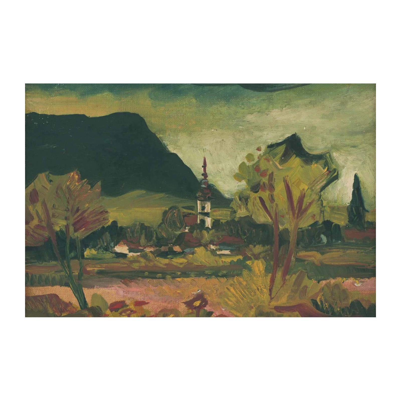 Enchanting Village Landscape Oil Painting Wall Art