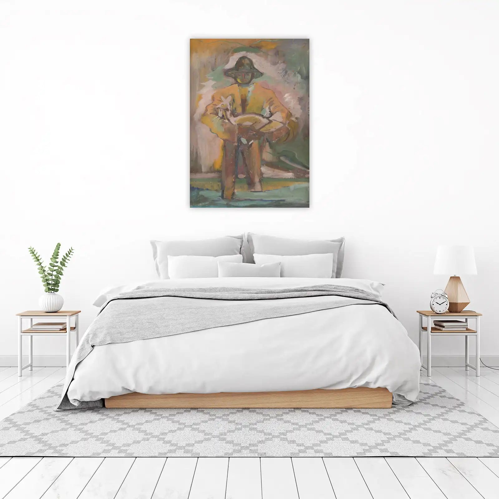 Man Holding Fawn Vintage Oil Painting Wall Art