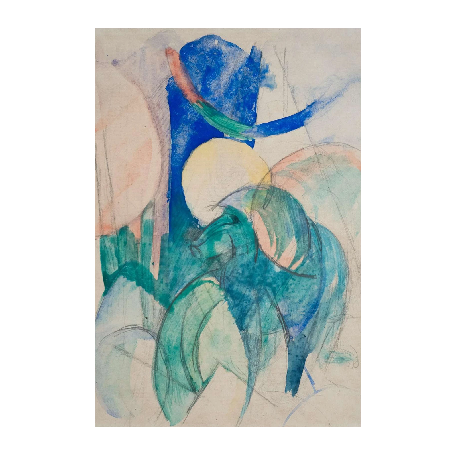 Abstract Blues & Greens Expressive Art Wall Art