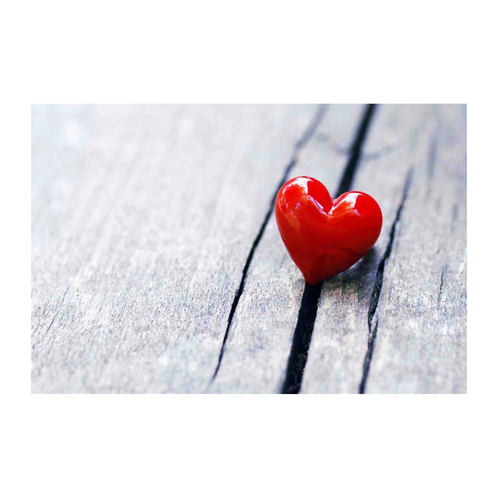 Vibrant Red Heart on Wood Grain Wall Art